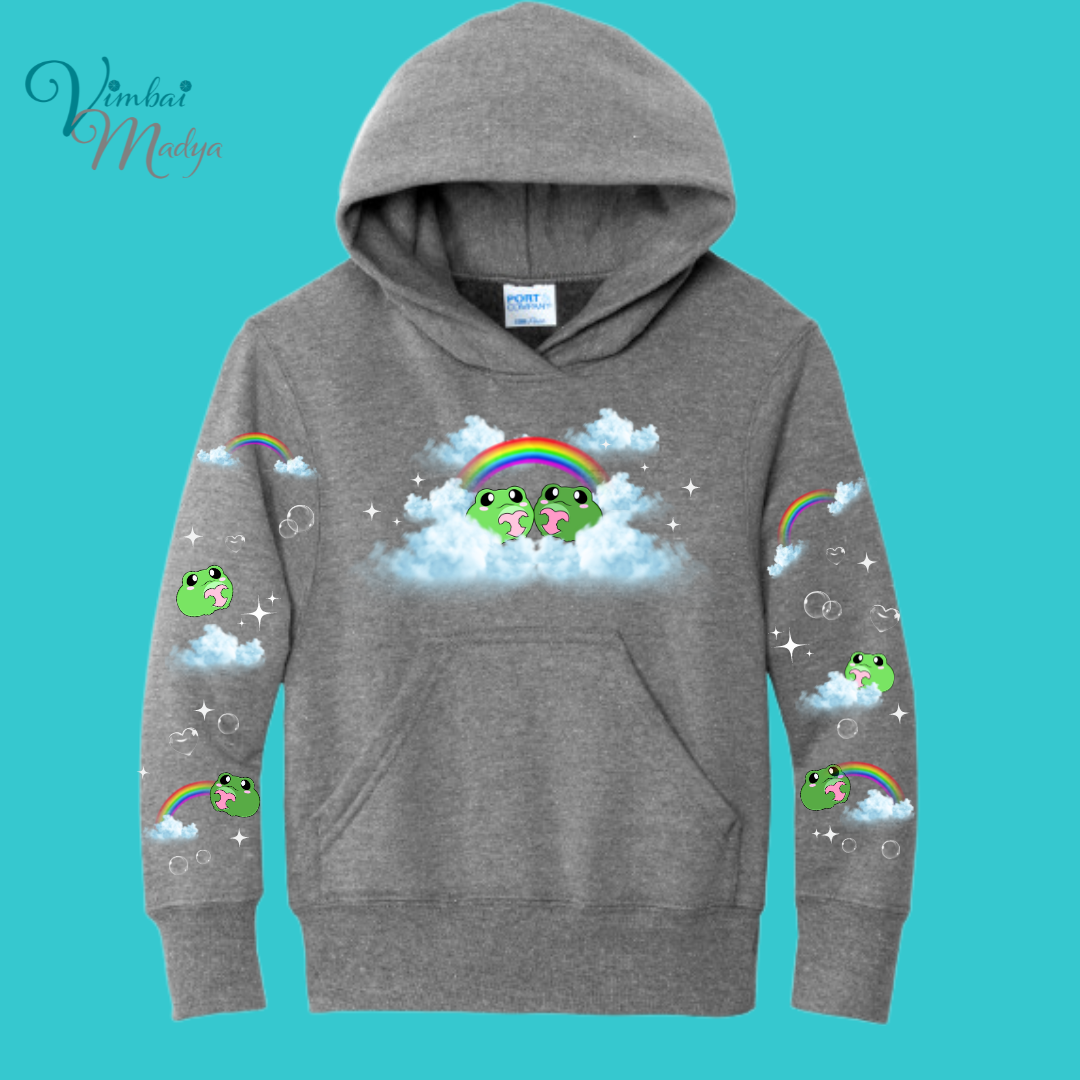 Youth Kawaii Frog  Sweater Hoodie  : Perfect Birthday Gift & Fall Winter Essential  .  Trendy, Unisex Style for Your Best Friend's Wardrobe