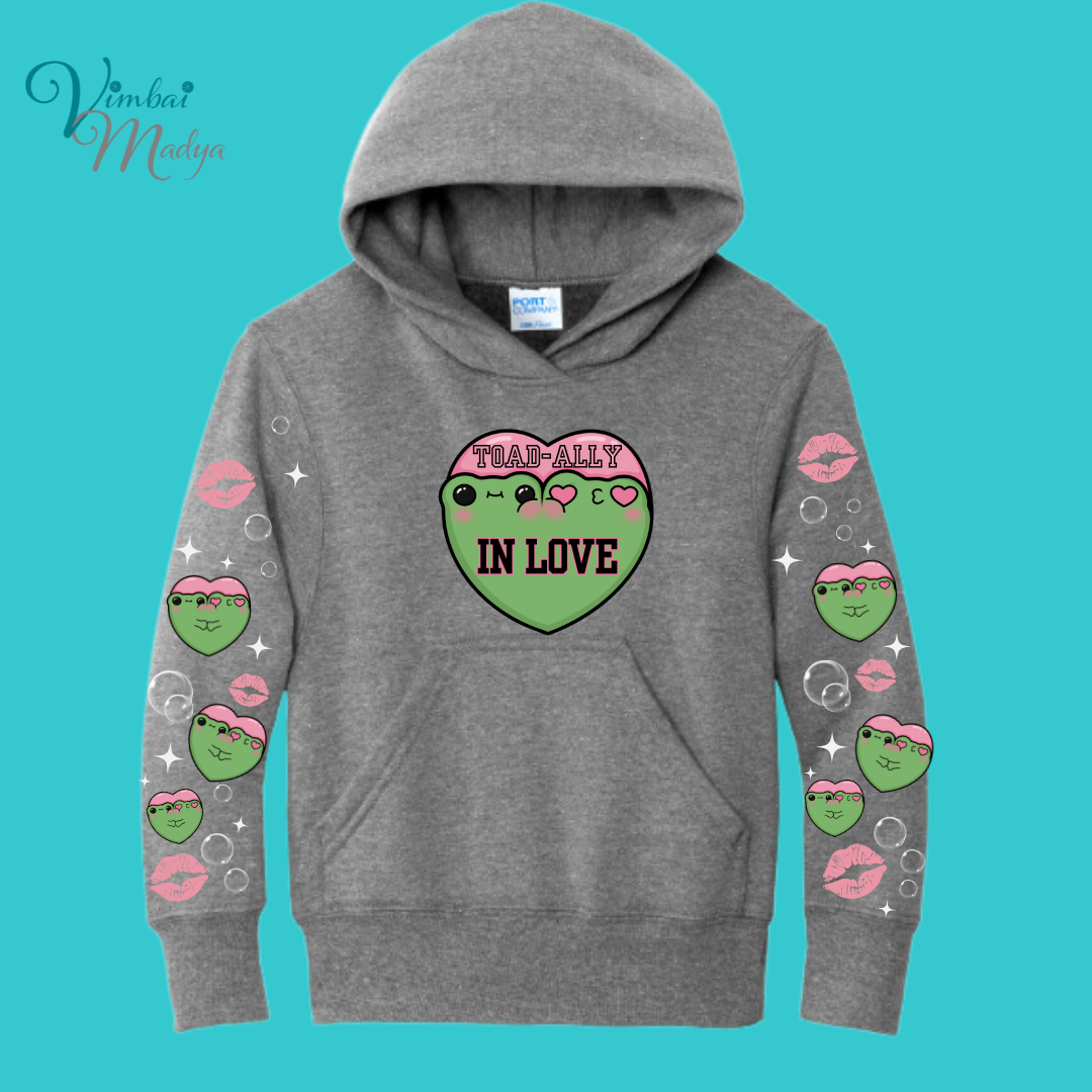 Kawaii Frog  Youth Sweater Hoodie  : Perfect Birthday Gift & Fall Winter Essential  .  Trendy, Unisex Style for Your Best Friend's Wardrobe