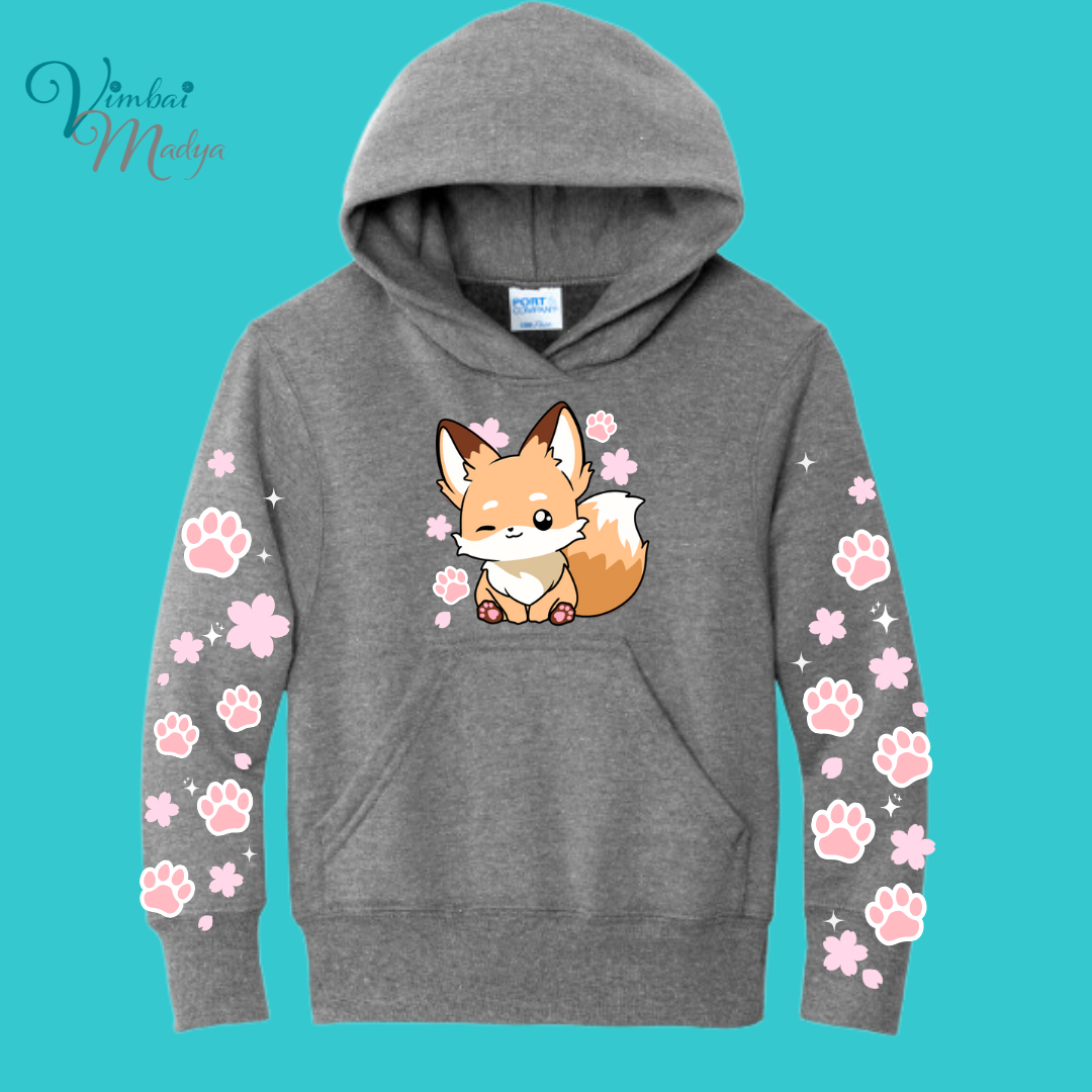 Youth Fox Sweatshirt Unisex Clothing Kawaii Animal Hoodie : Fantastic Mr Fox  and Best Friend Gift . Fall Winter Essential . Gift for her