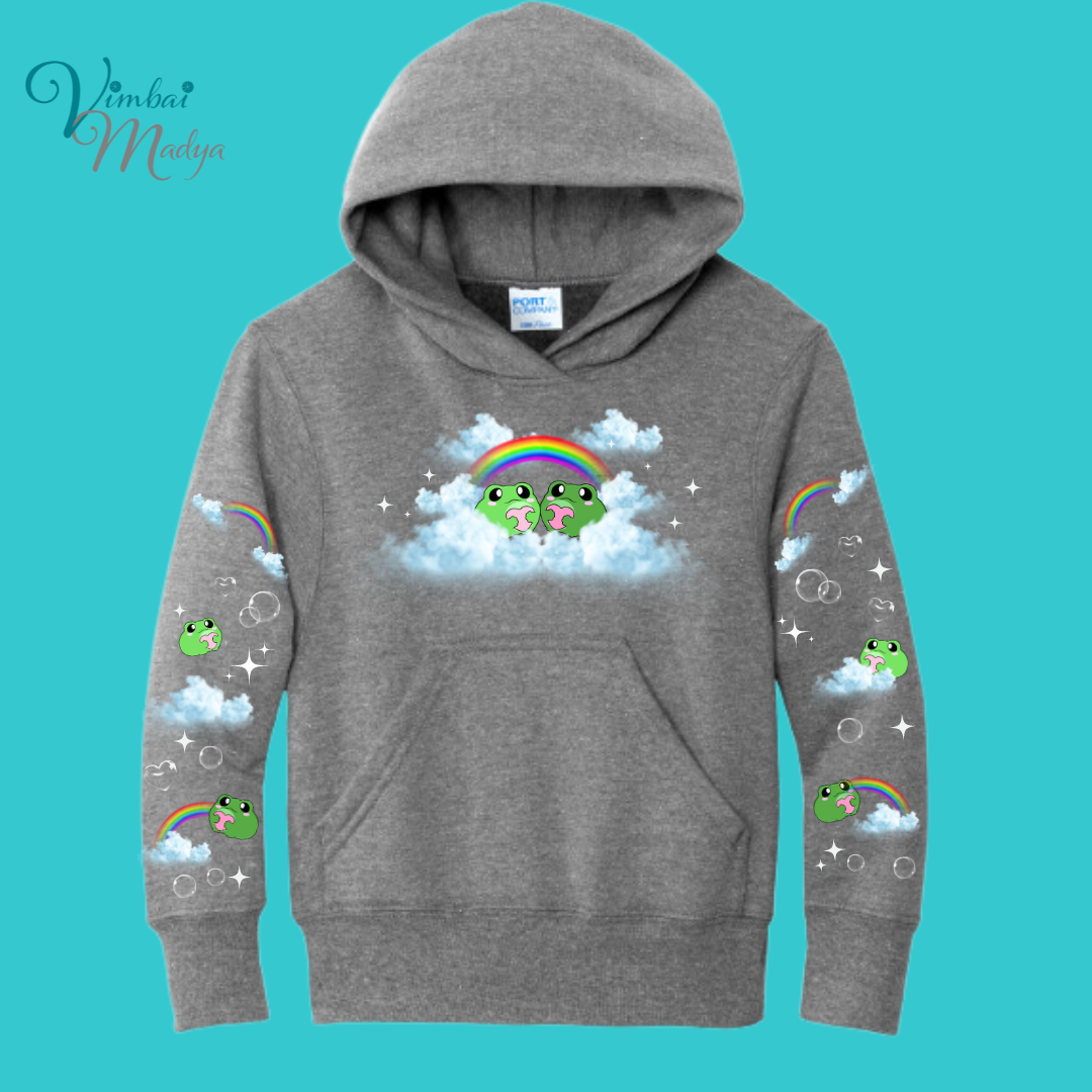 Youth Kawaii Frog  Sweater Hoodie  : Perfect Mother's Day Gift & Fall Winter Essential  .  Trendy, Unisex Style for Your Best Friend's Wardrobe