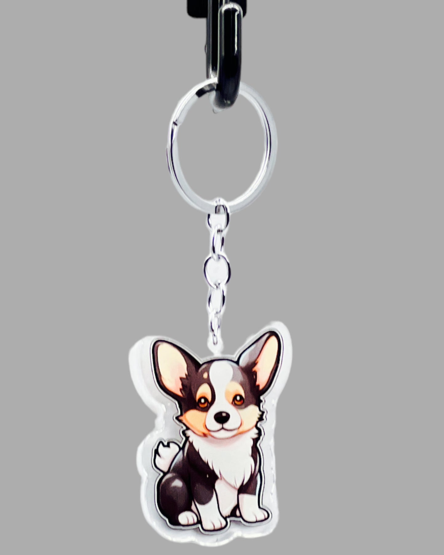 Welsh Corgi Dog Acrylic keychain, Cute kawaii memorial ornament, pet portrait charm gift, backpack photo fob, dad car décor, dog mom gift