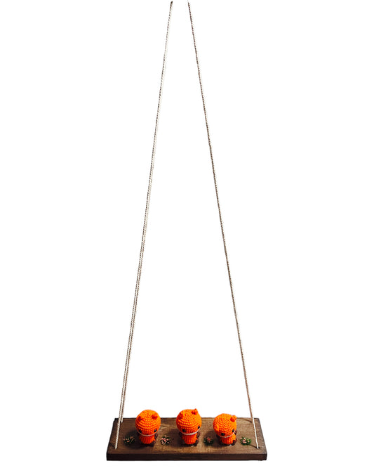 Foxes on a swing  Hanging Wall Shelf