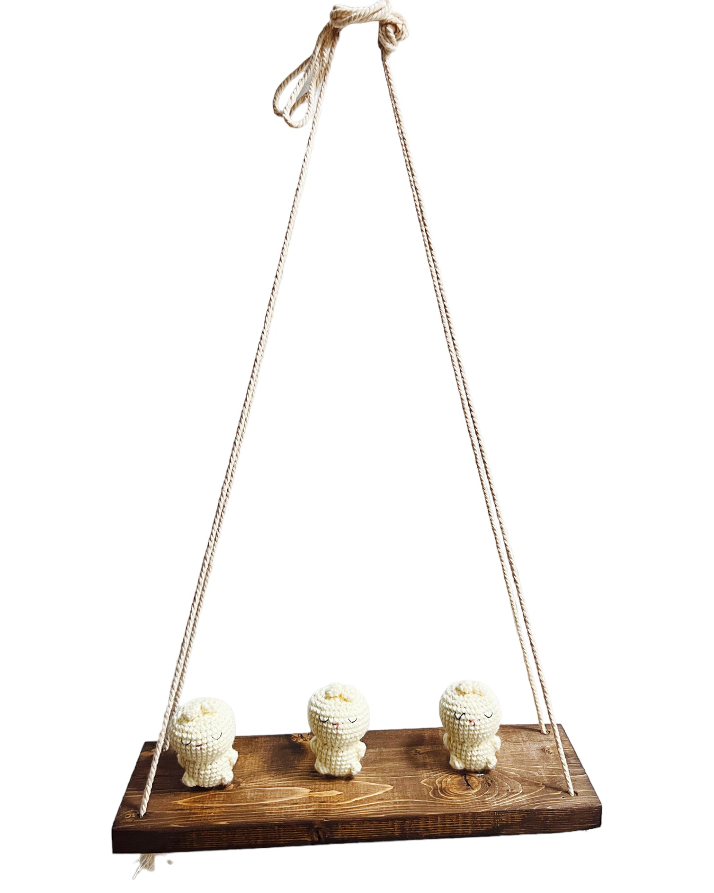 Bunnies on a swing  Hanging Wall Shelf