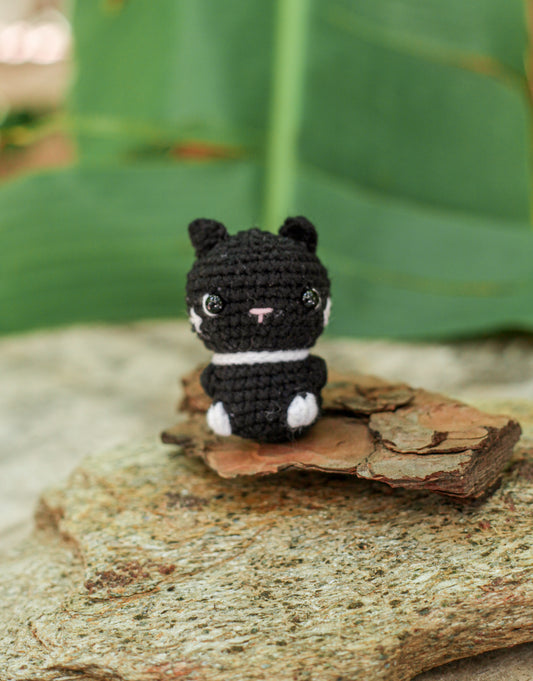 Black Cat Christmas Crochet ornament  Amigurumi : Cute Desk Decor Toy, Baby's First Nativity, Stocking Stuffer, Unique Festive Decor