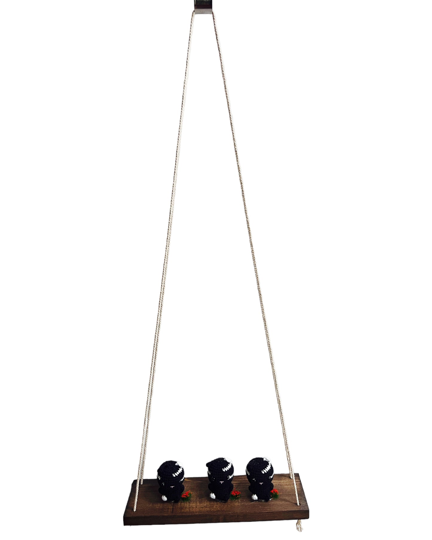 Black cats on a swing  Hanging Wall Shelf