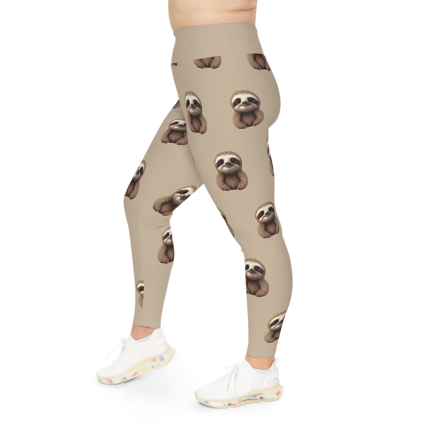 Sloth Plus Size Leggings One of a Kind Gift - Unique Workout Activewear tights for Mom fitness, Mothers Day, Girlfriend Christmas Gift