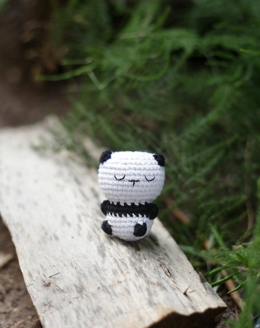 Panda Crochet Keychain Miniature amigurumi figurine for office desk decor, fidget sensory toy, unique gift for car dashboard . kawaii pocket  hug