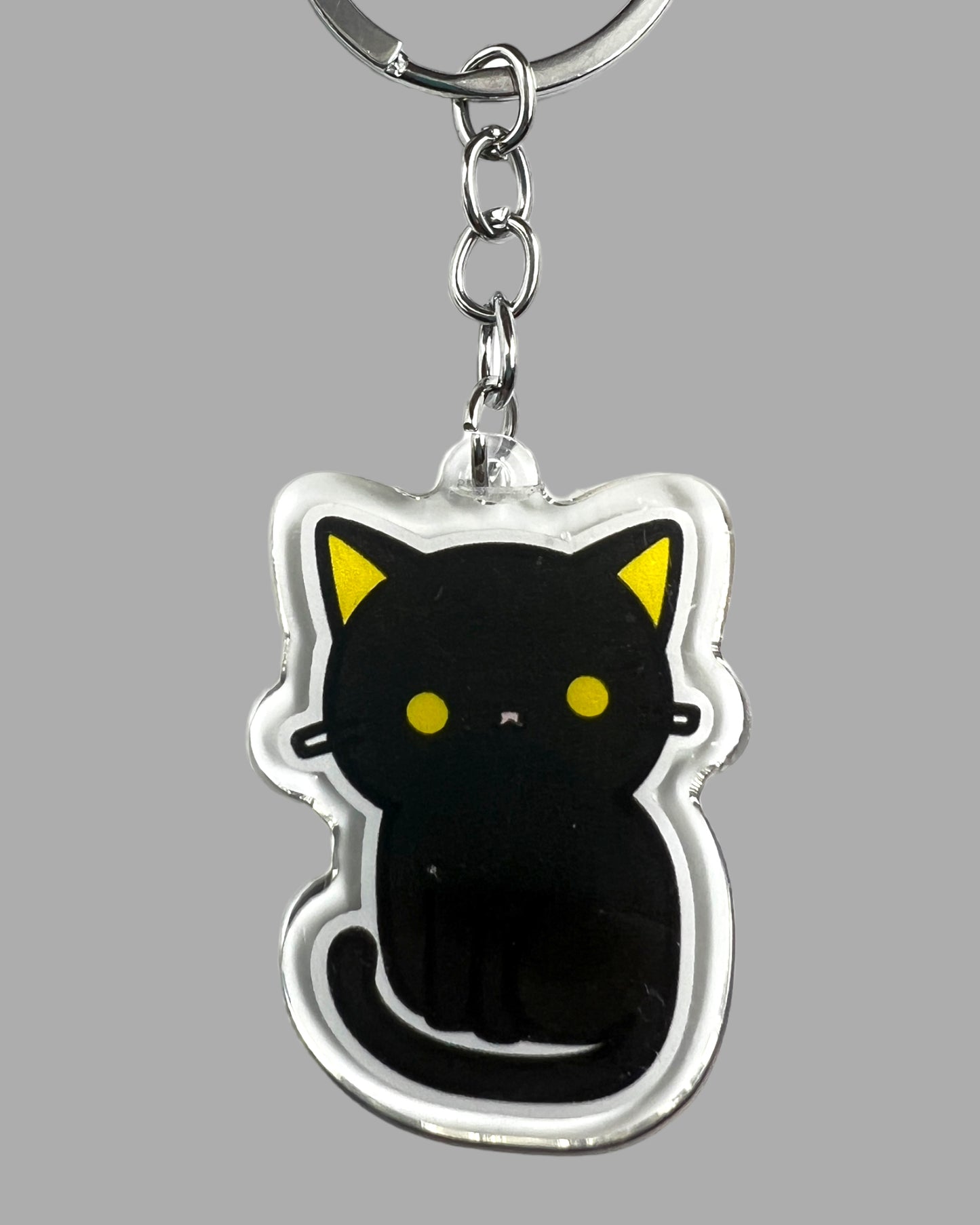 Black  Cat Acrylic Keychain, Cute kawaii animal memorial ornament, pet portrait charm gift  backpack photo fob or dad car déco