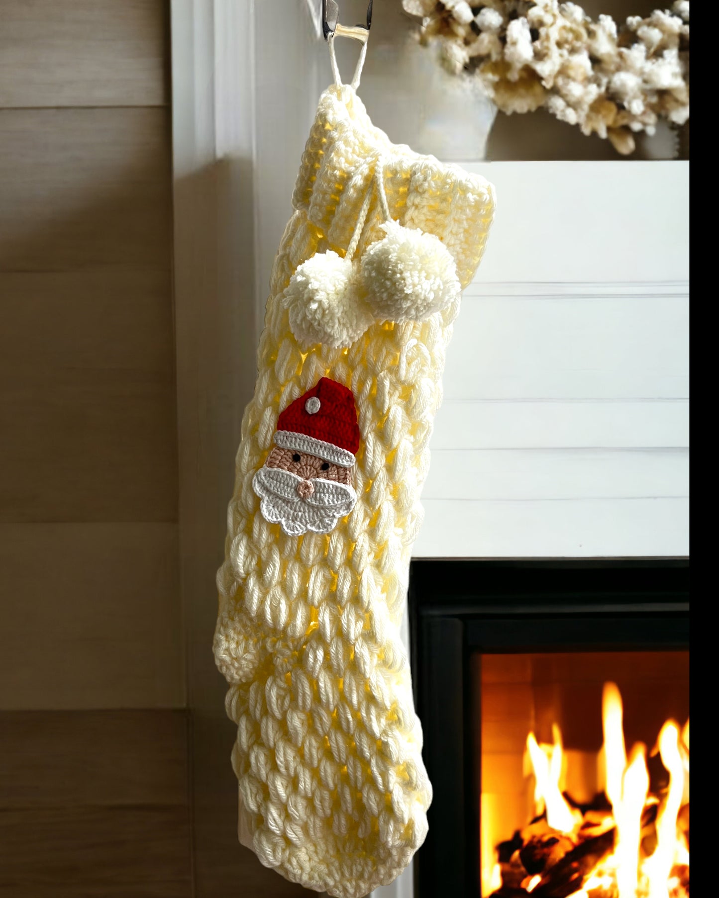 Santa Cream Christmas Stocking