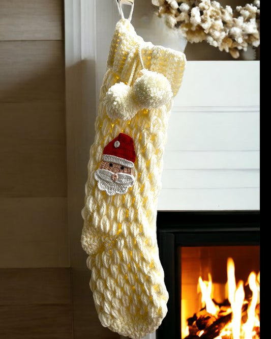 Santa Cream Christmas Stocking