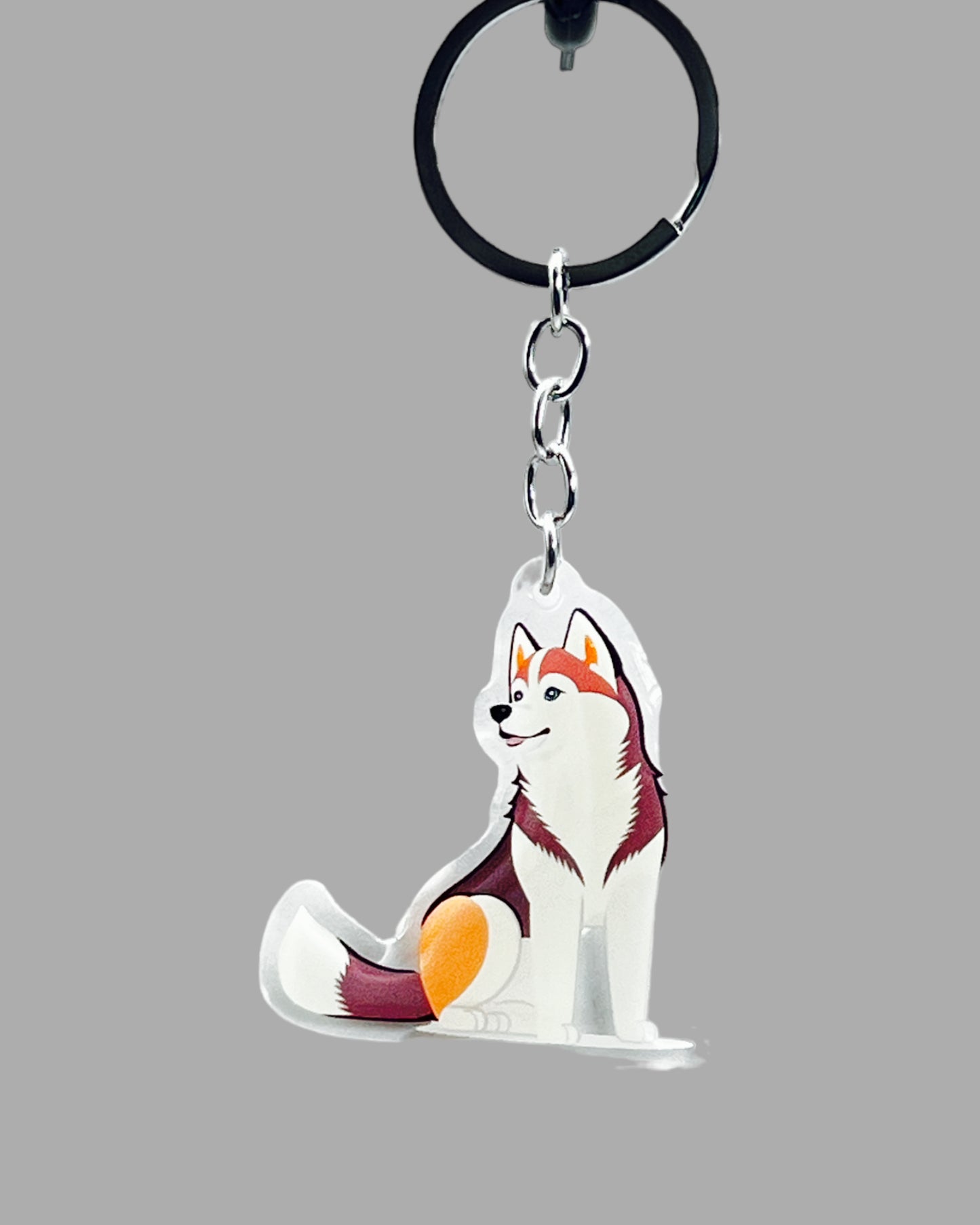 Husky Dog Acrylic Keychain, Cute kawaii memorial ornament, pet portrait charm gift, backpack fob, dad car décor, dog mom gift