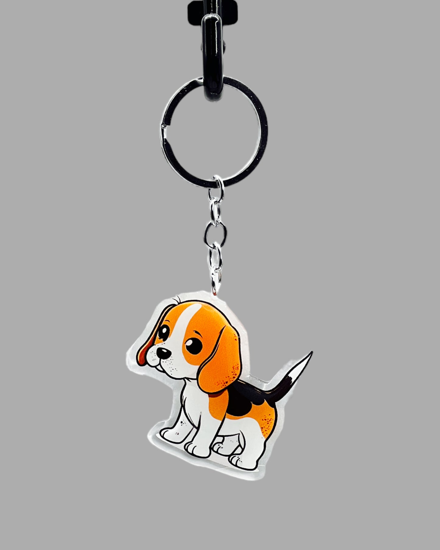 Beagle Dog Acrylic keychain, Cute kawaii animal memorial ornament, pet portrait charm gift  backpack photo fob or dad car décor