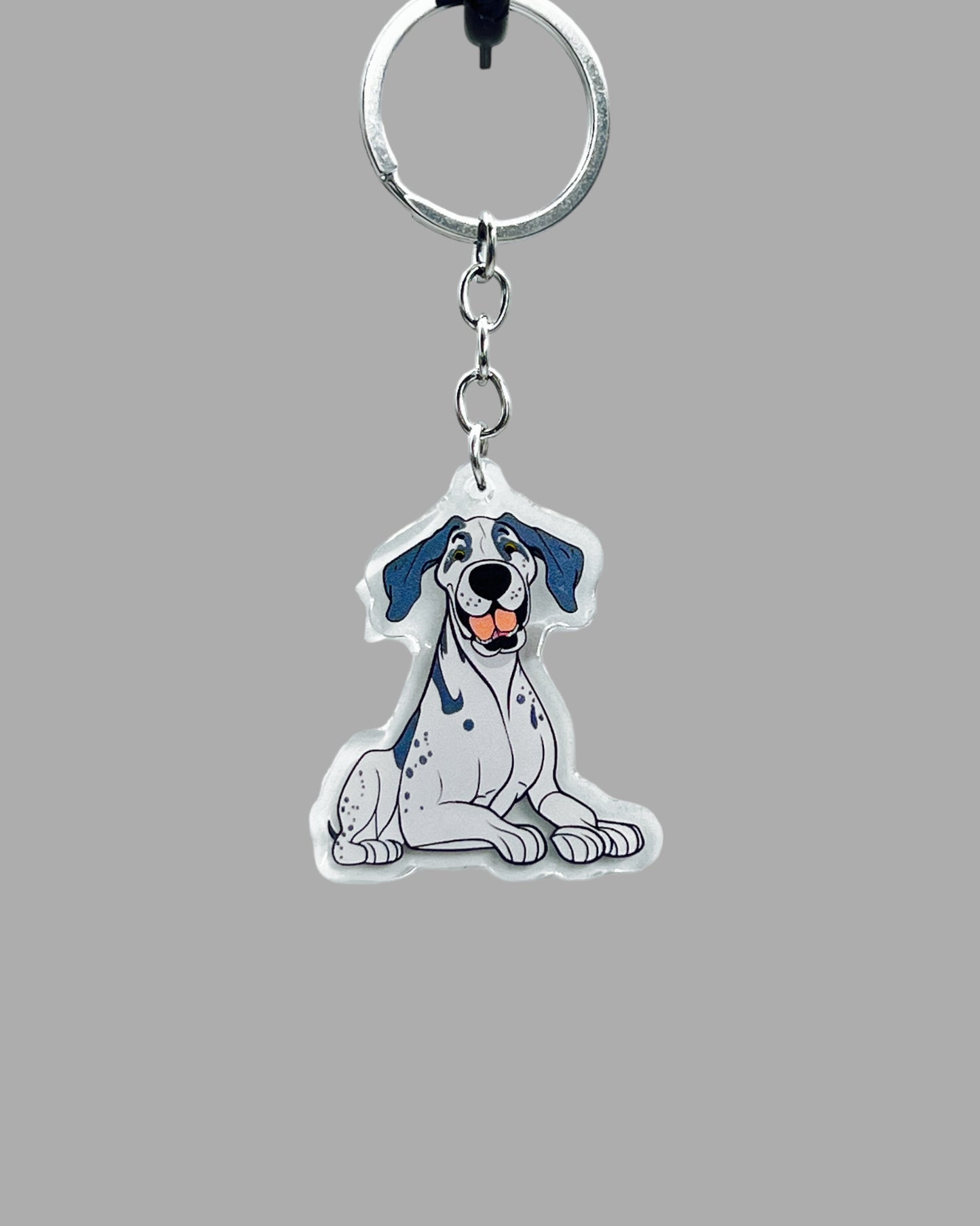 Great Dane Dog Acrylic keychain, Cute kawaii memorial ornament, pet portrait charm gift, backpack photo fob, dad car décor, dog mom gift