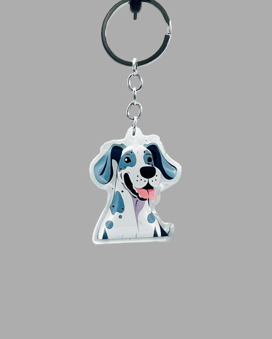 Great Dane Dog Acrylic keychain, Cute kawaii memorial ornament, pet portrait charm gift, backpack photo fob, dad car décor, dog mom gift