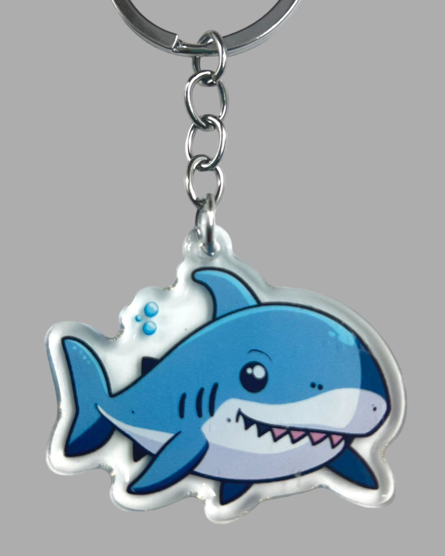 Shark Acrylic Keychain, Wildlife Cute kawaii memorial ornament, pet portrait charm, backpack fob, dad car décor, stocking stuffer, birthday gift