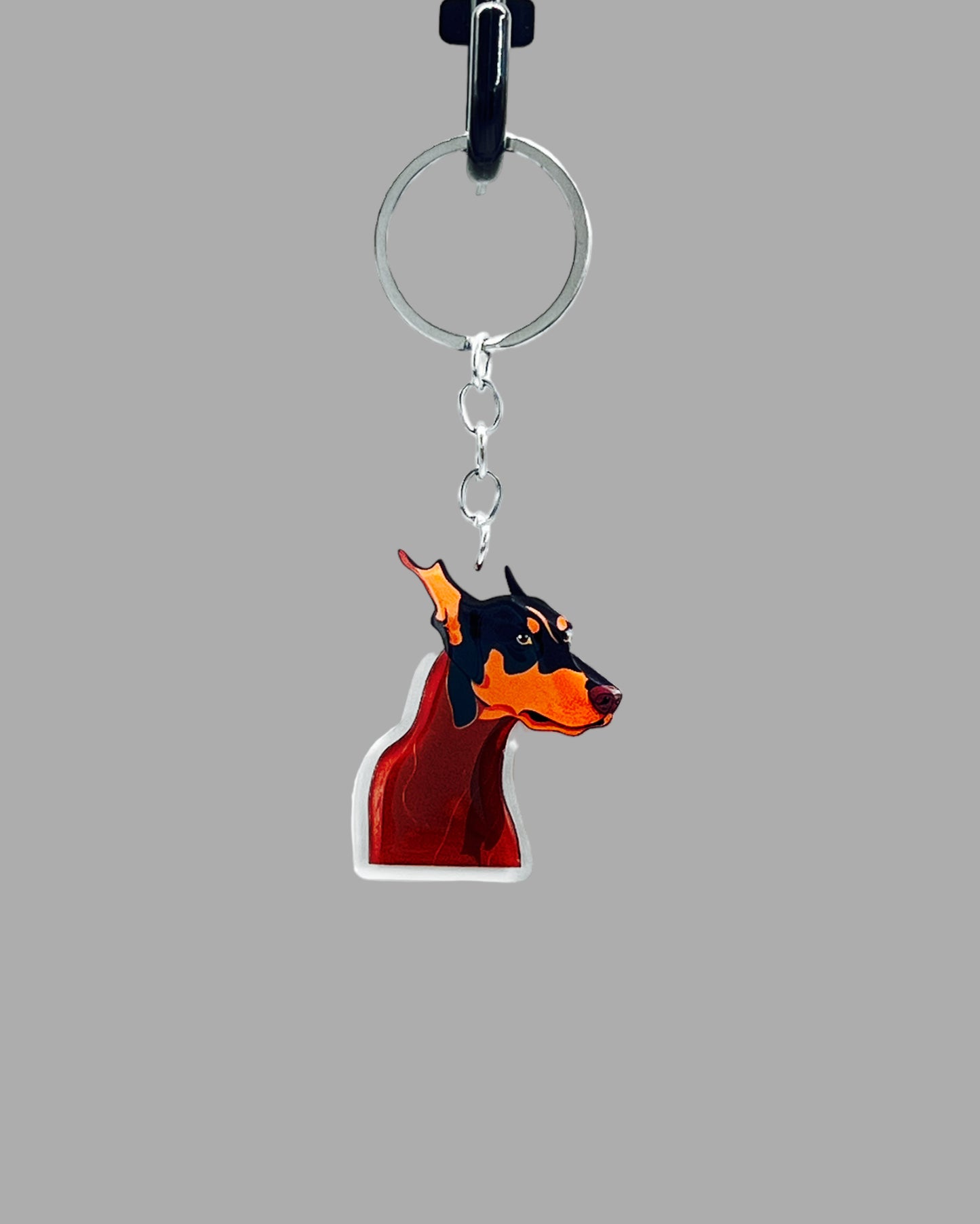 Doberman Pinscher Dog Acrylic Keychain Cute kawaii memorial ornament, pet portrait charm gift  backpack photo fob, dad car décor, dog mom gift