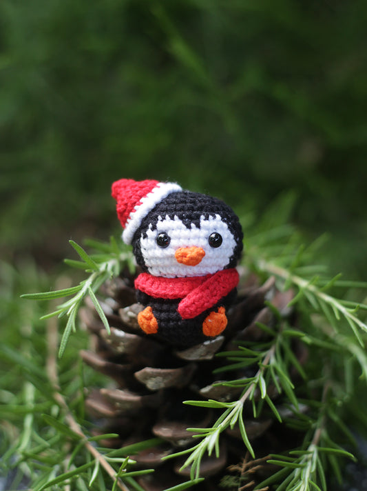 Penguin Christmas Crochet ornament  Amigurumi . Cute Desk Decor Toy, Baby's First Nativity, Stocking Stuffer, Unique Festive Decor