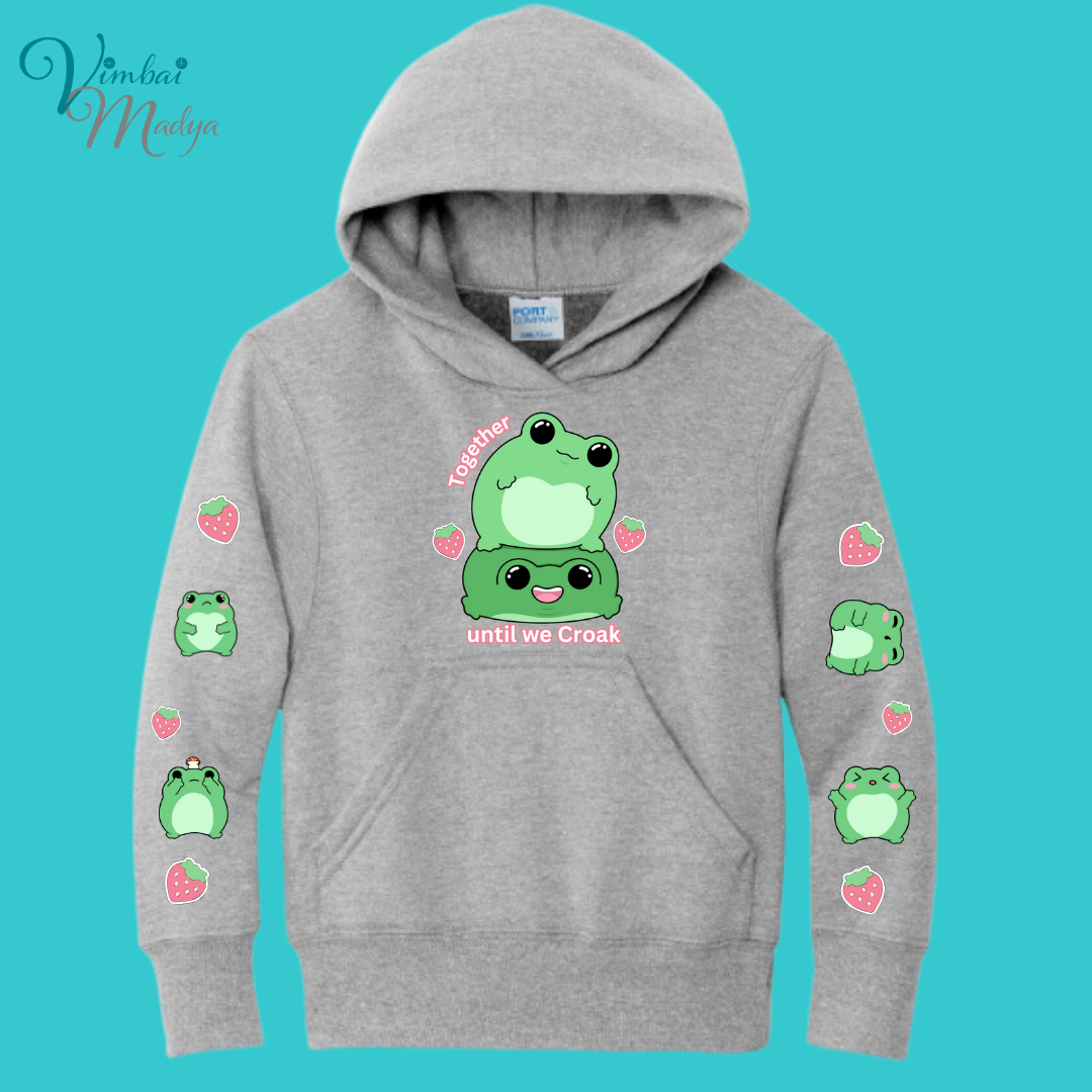 Youth Kawaii Frog  Sweater Hoodie  : Perfect Birthday Gift & Fall Winter Essential  .  Trendy, Unisex Style for Your Best Friend's Wardrobe