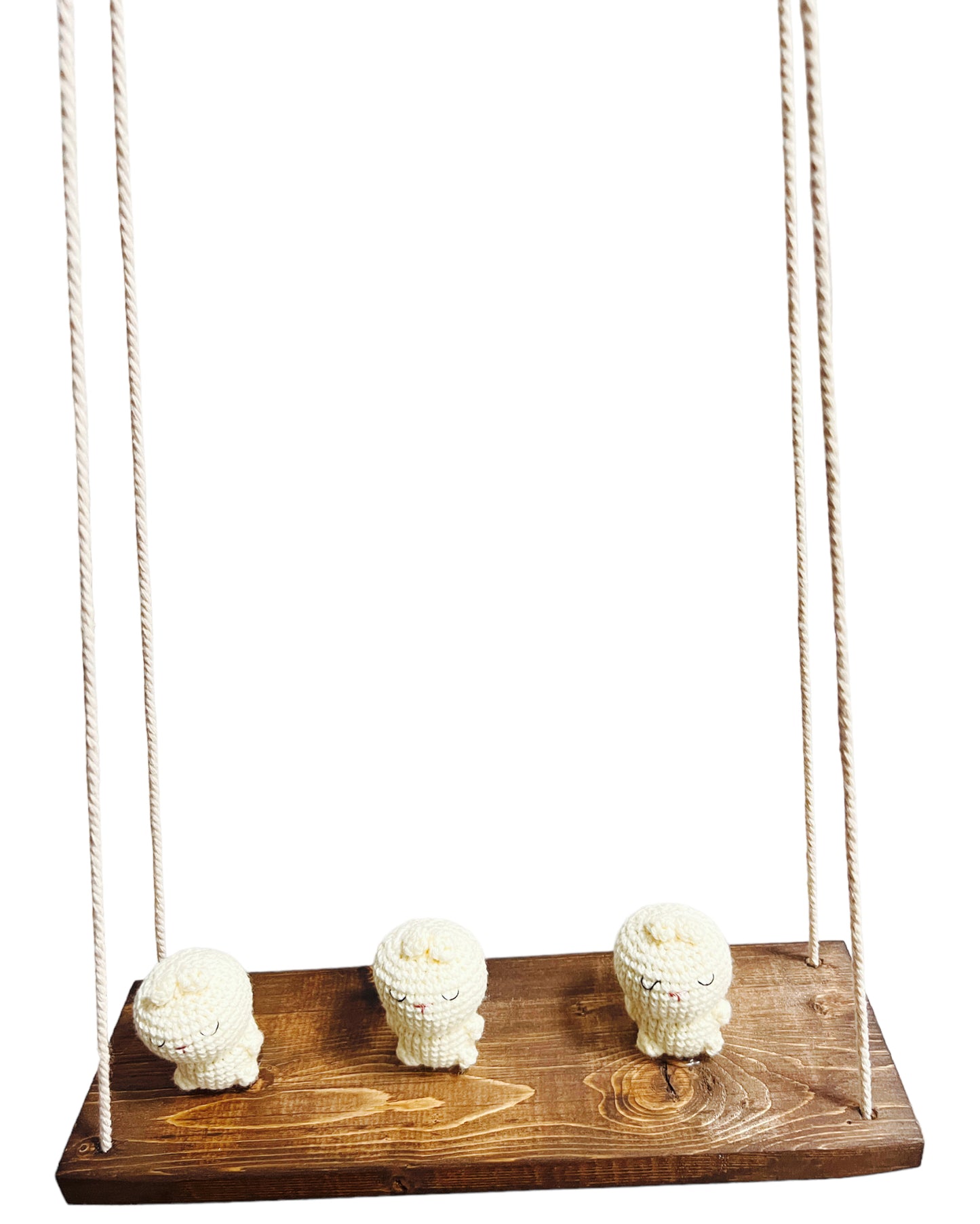 Bunnies on a swing  Hanging Wall Shelf