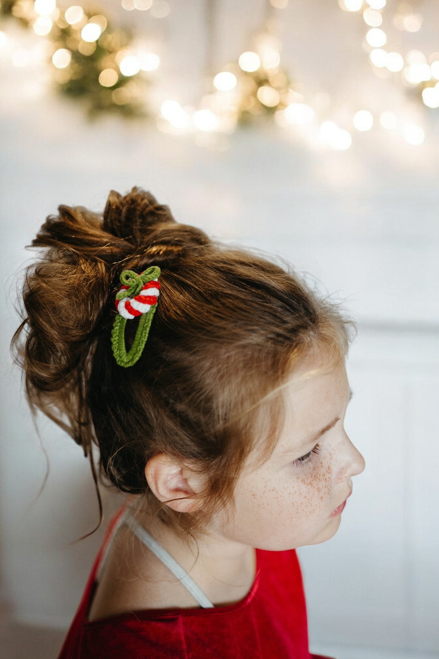 Christmas Crochet Trim Snap Hair Clips, Hair barrettes for kids