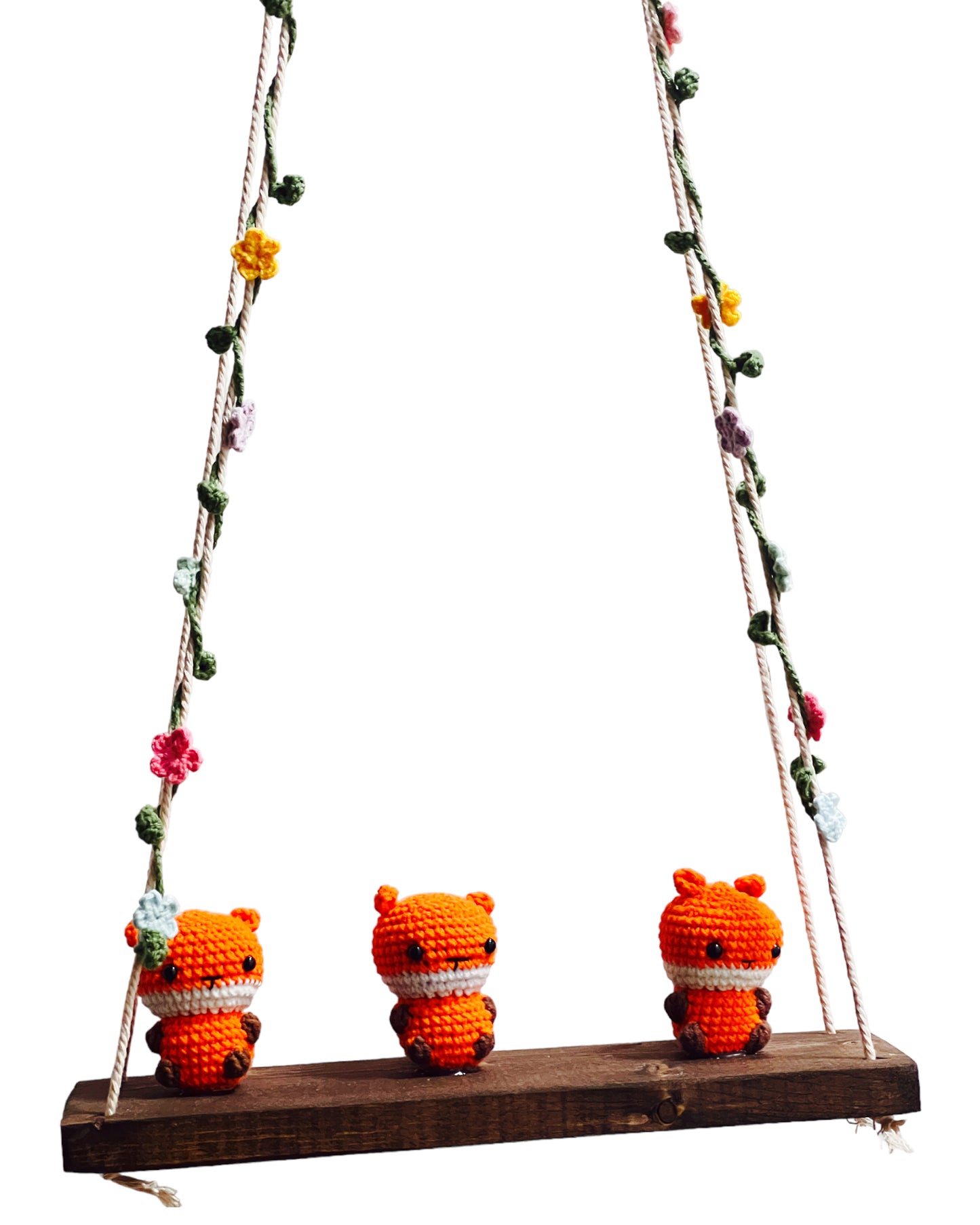 Foxes on a swing  Hanging Wall Shelf