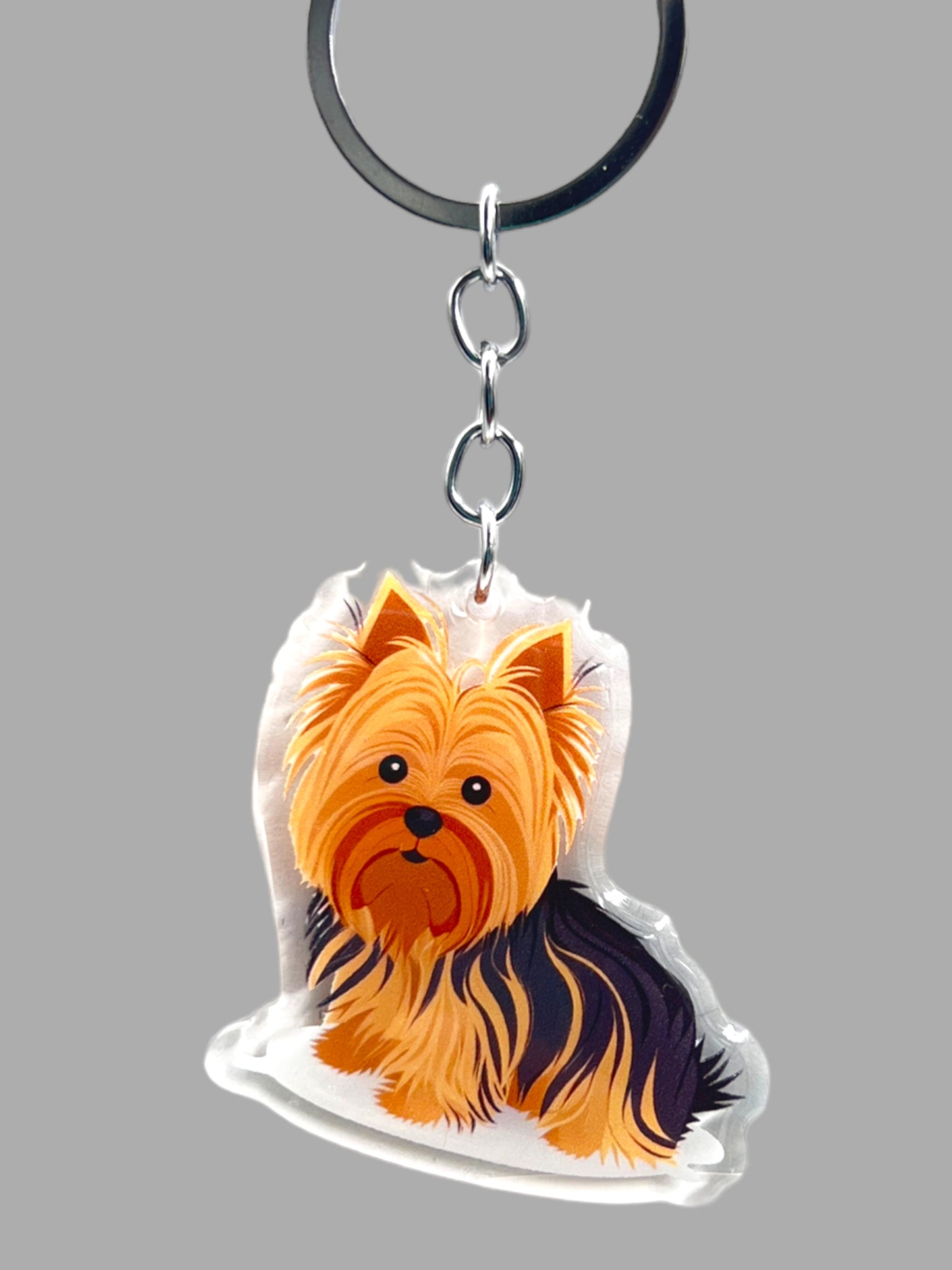 Yorkshire Terrier Dog Acrylic Keychain, Cute kawaii memorial ornament, pet portrait charm gift, backpack photo fob, dad car décor, dog mom gift