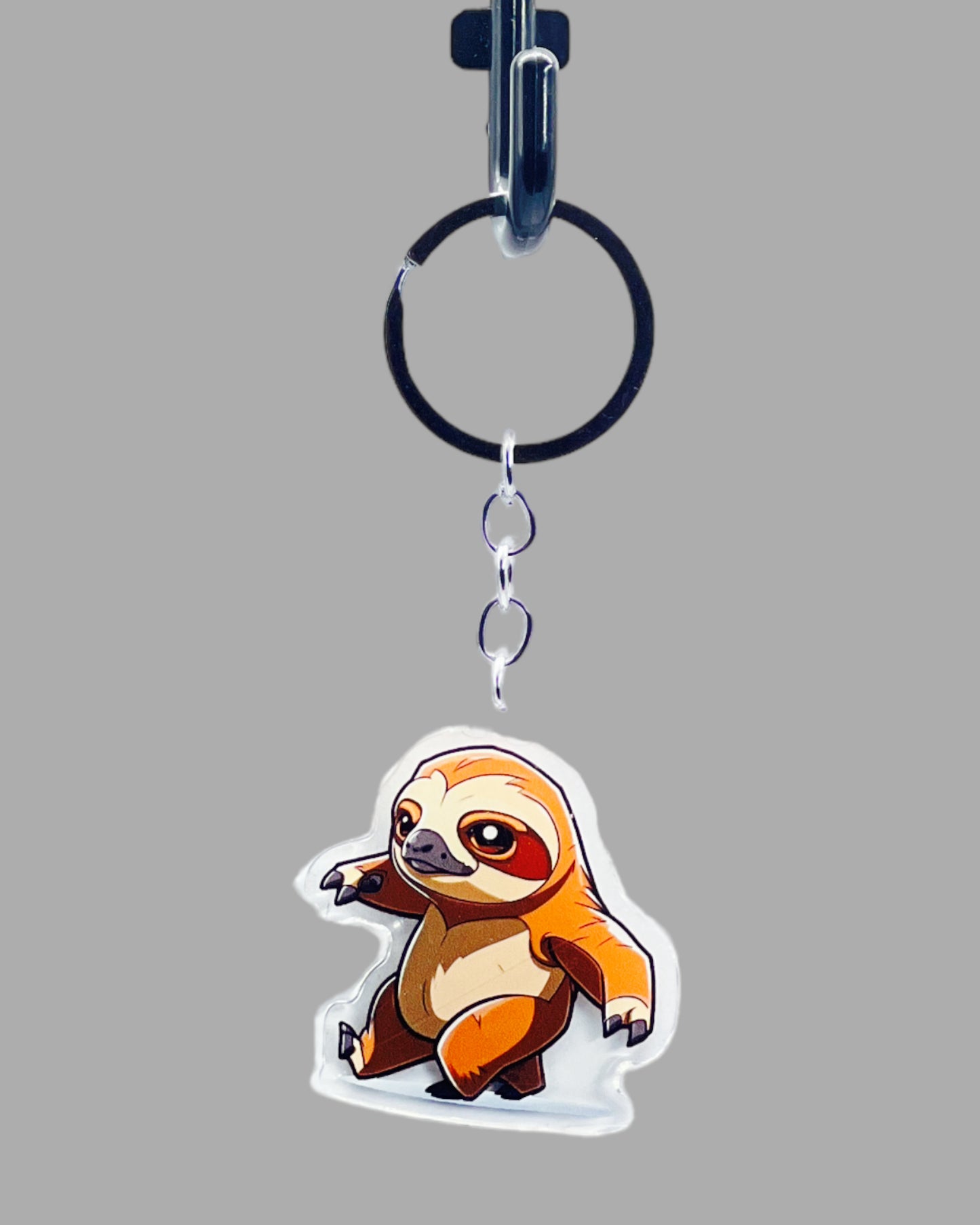 Sloth Acrylic keychain, Wildlife Cute kawaii memorial ornament, pet portrait charm, backpack fob, dad car décor, stocking stuffer, birthday gift