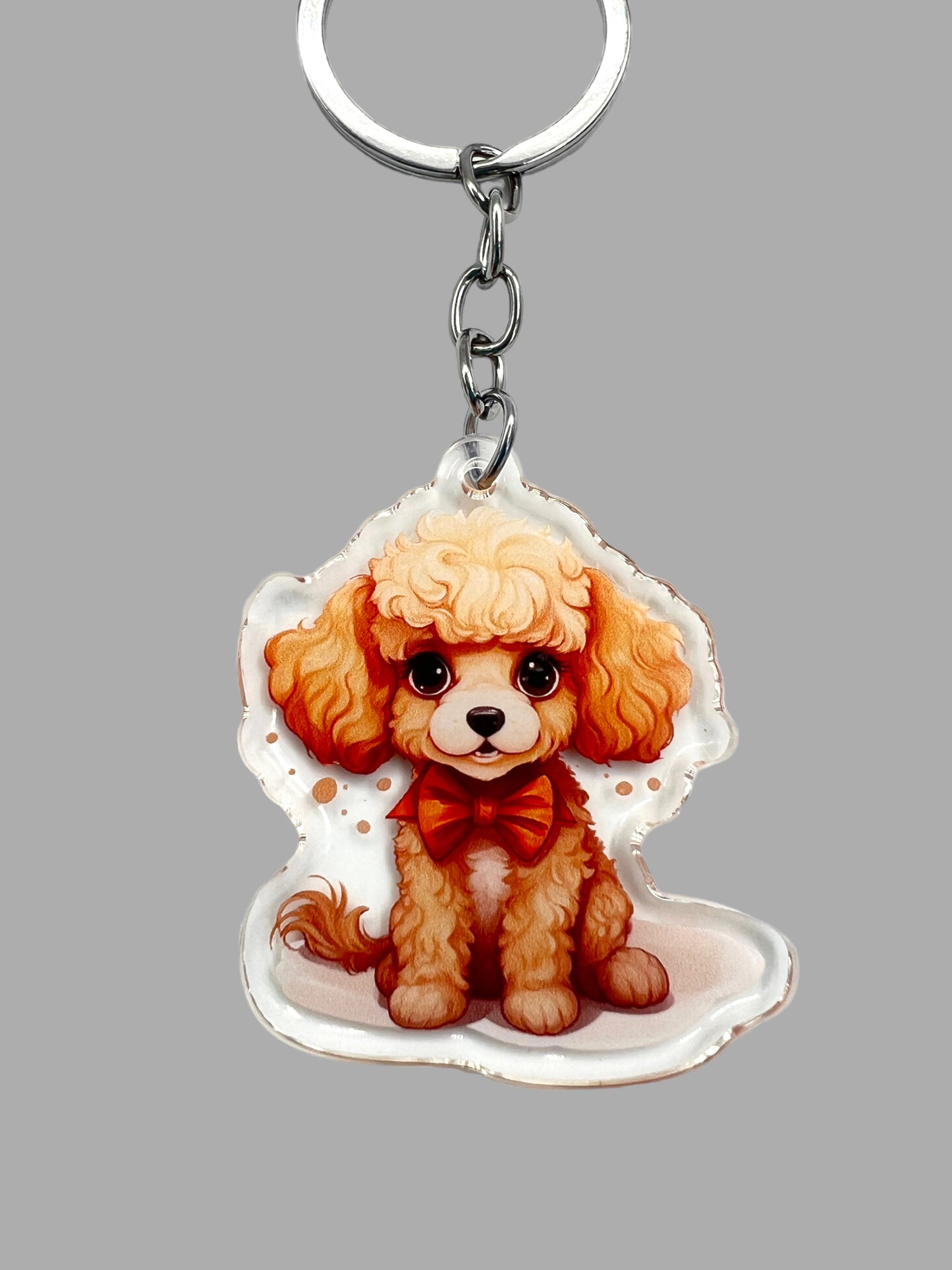 Poodle Dog Acrylic Keychain, Cute kawaii memorial ornament, pet portrait charm gift, backpack fob, dad car décor, dog mom gift