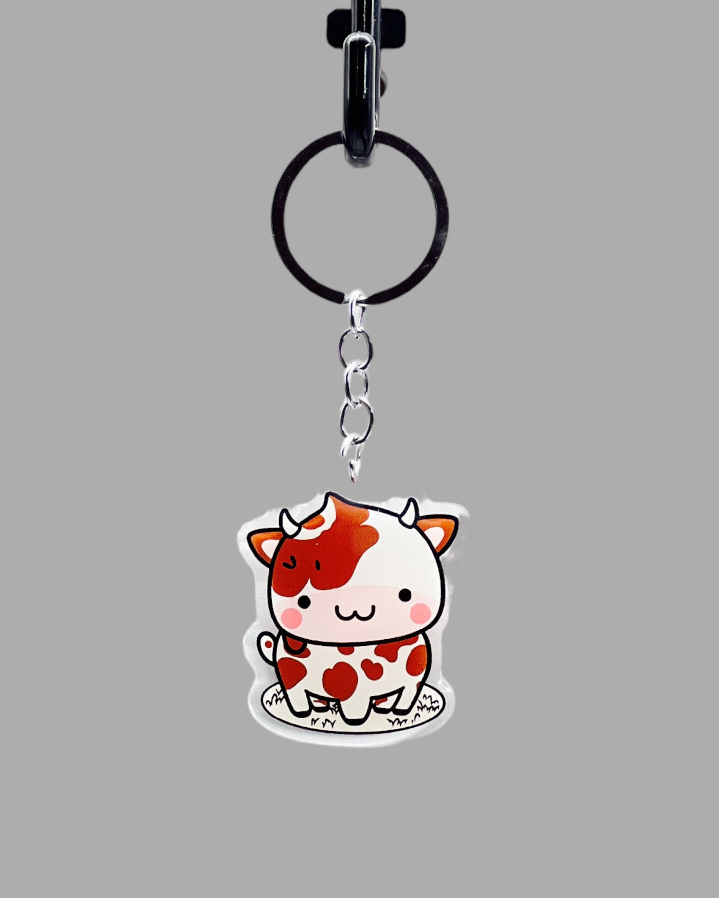 Cow Acrylic keychain, Farm Animal Cute kawaii memorial ornament, pet portrait charm gift  backpack fob, dad car décor, first day of school gift