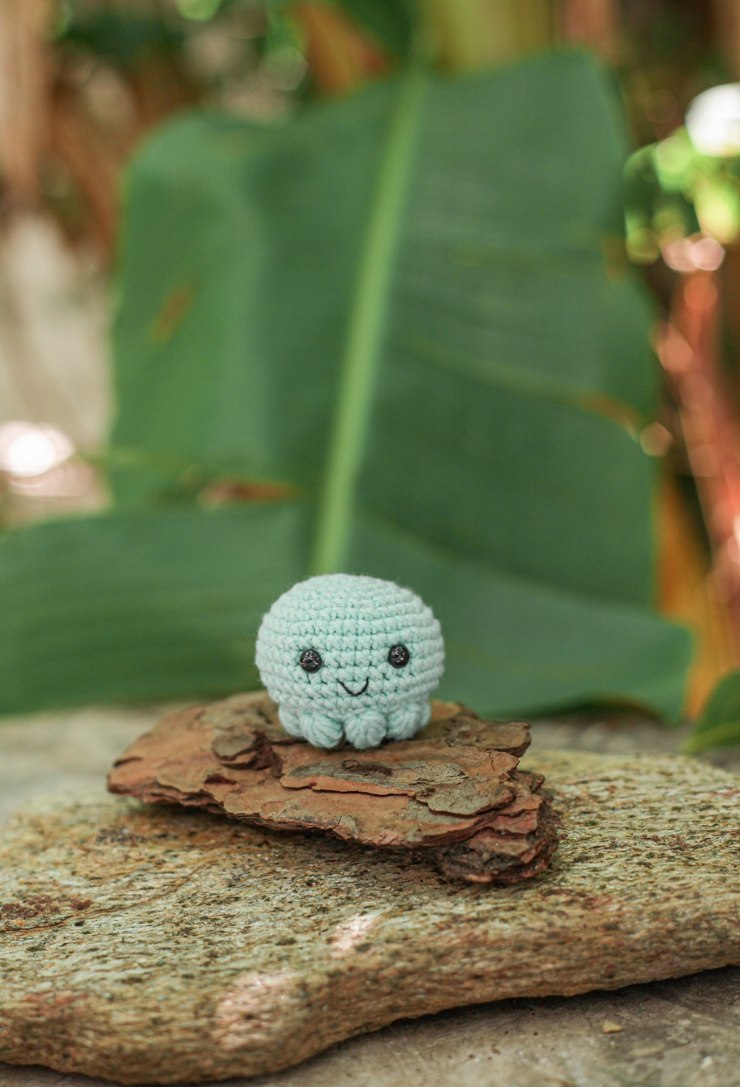 jellyfish Crochet Keychain Miniature amigurumi figurine for office desk decor, fidget sensory toy, unique gift for car dashboard . kawaii pocket  hug