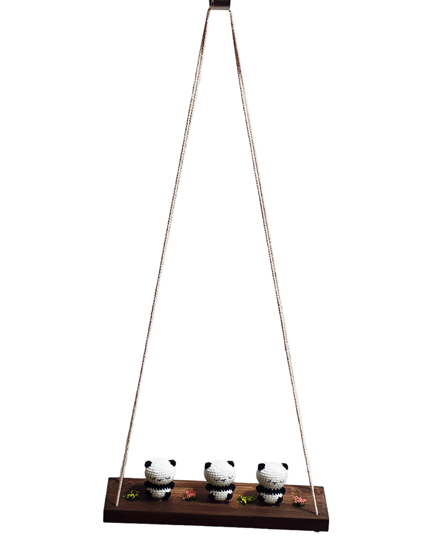 Panda on a swing  Hanging Wall Shelf