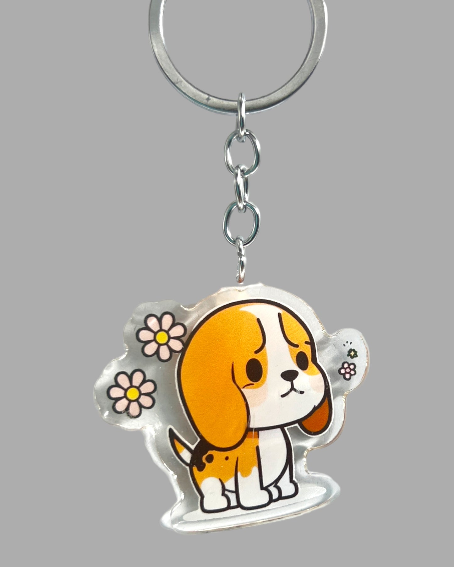 Beagle Dog Acrylic keychain Cute kawaii memorial ornament, pet portrait charm gift  backpack photo fob, dad car décor, first day of school