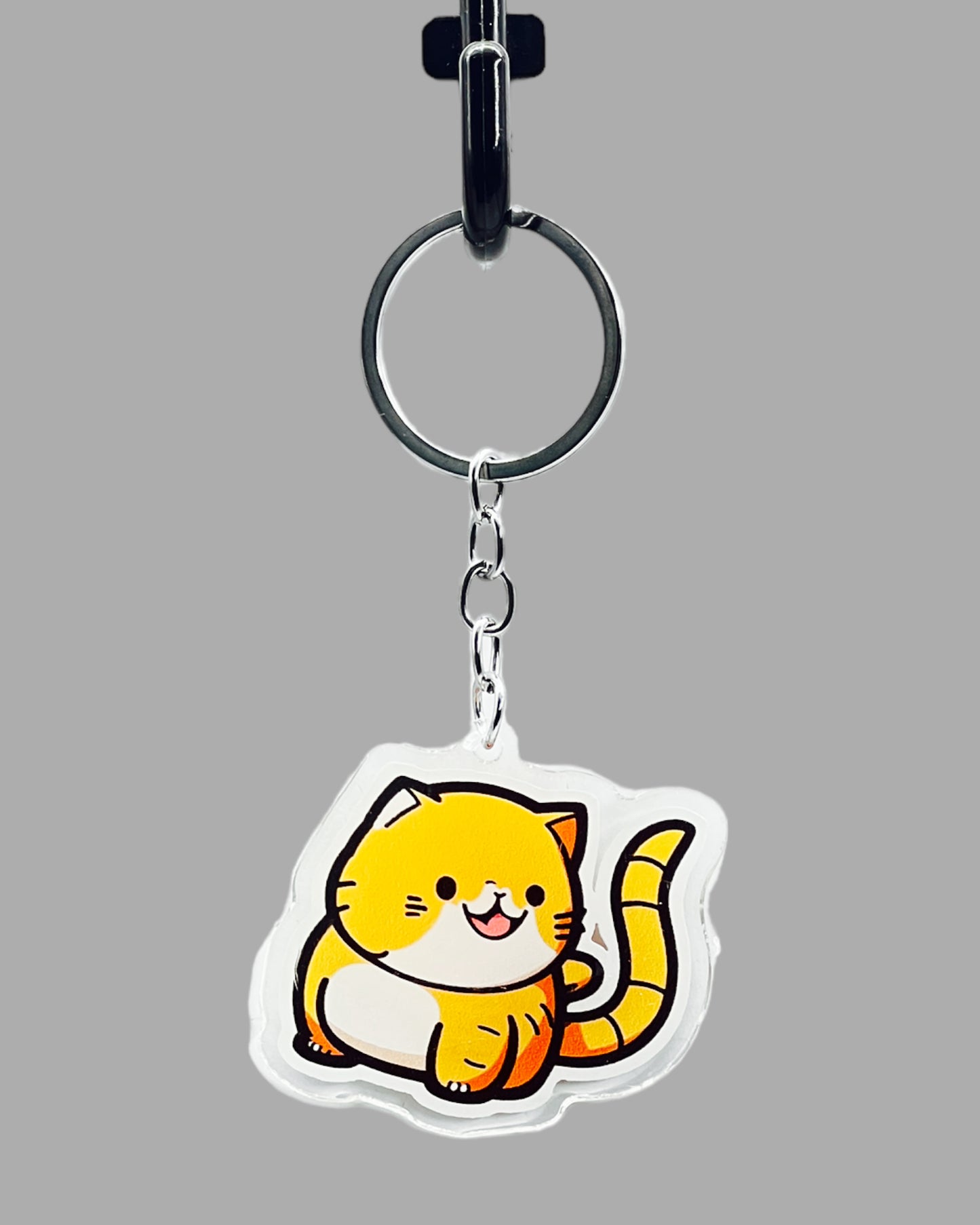 Orange Tabby Cat Acrylic keychain, Cute kawaii memorial ornament, pet portrait charm gift backpack fob, dad car décor, first day of school gift