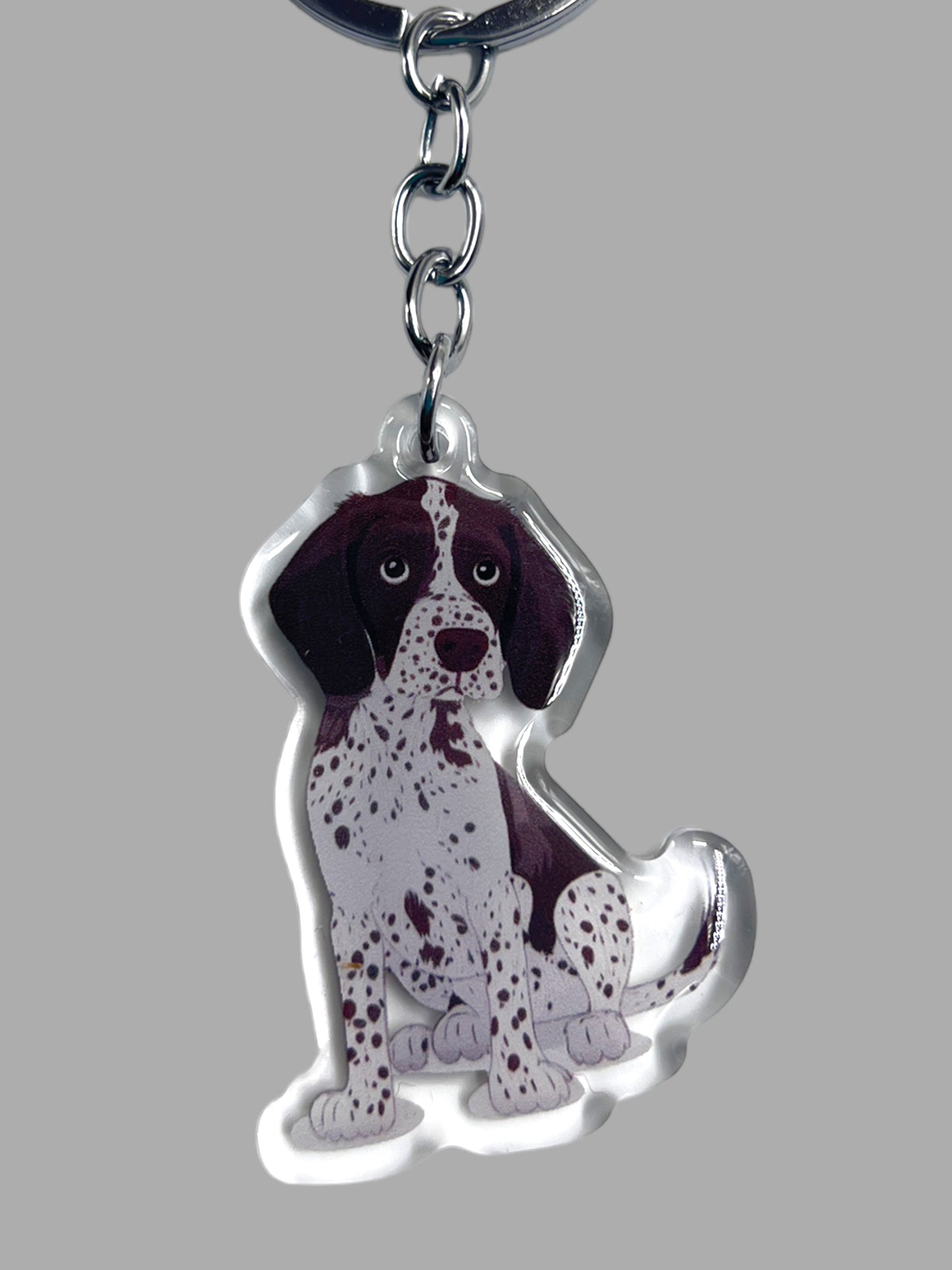 German Shorthaired Pointer Dog Acrylic Keychain, Cute kawaii memorial ornament, pet portrait charm gift backpack fob, dad car décor, dog mom gift