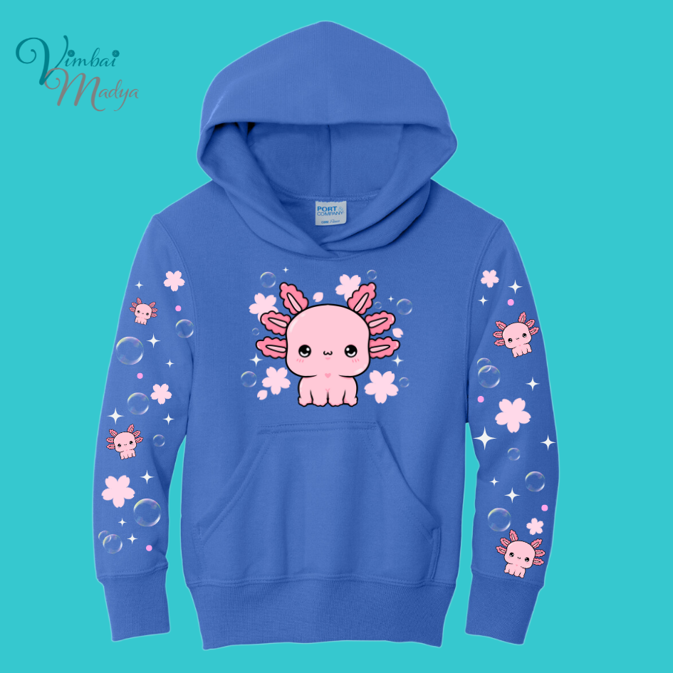 Youth Axolotl Sweatshirt Unisex Clothing Kawaii Hoodie : Ocean, fish, beach  and Best Friend Gift . Fall Winter Essential . Gift for her