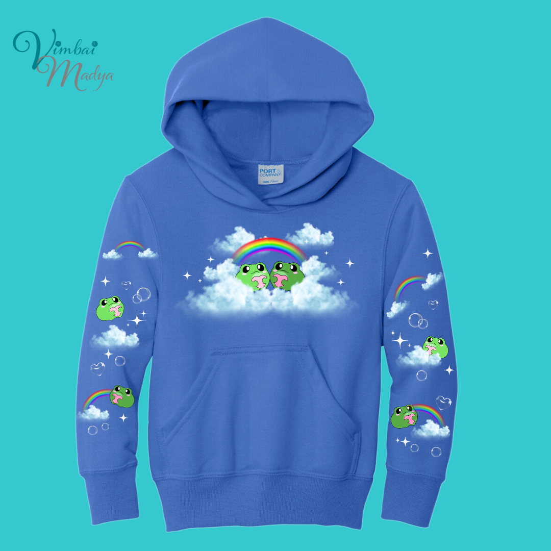 Youth Kawaii Frog  Sweater Hoodie  : Perfect Birthday Gift & Fall Winter Essential  .  Trendy, Unisex Style for Your Best Friend's Wardrobe