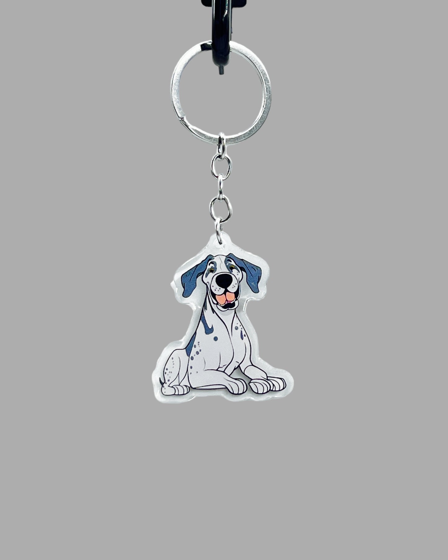 Great Dane Dog Acrylic keychain, Cute kawaii memorial ornament, pet portrait charm gift, backpack photo fob, dad car décor, dog mom gift