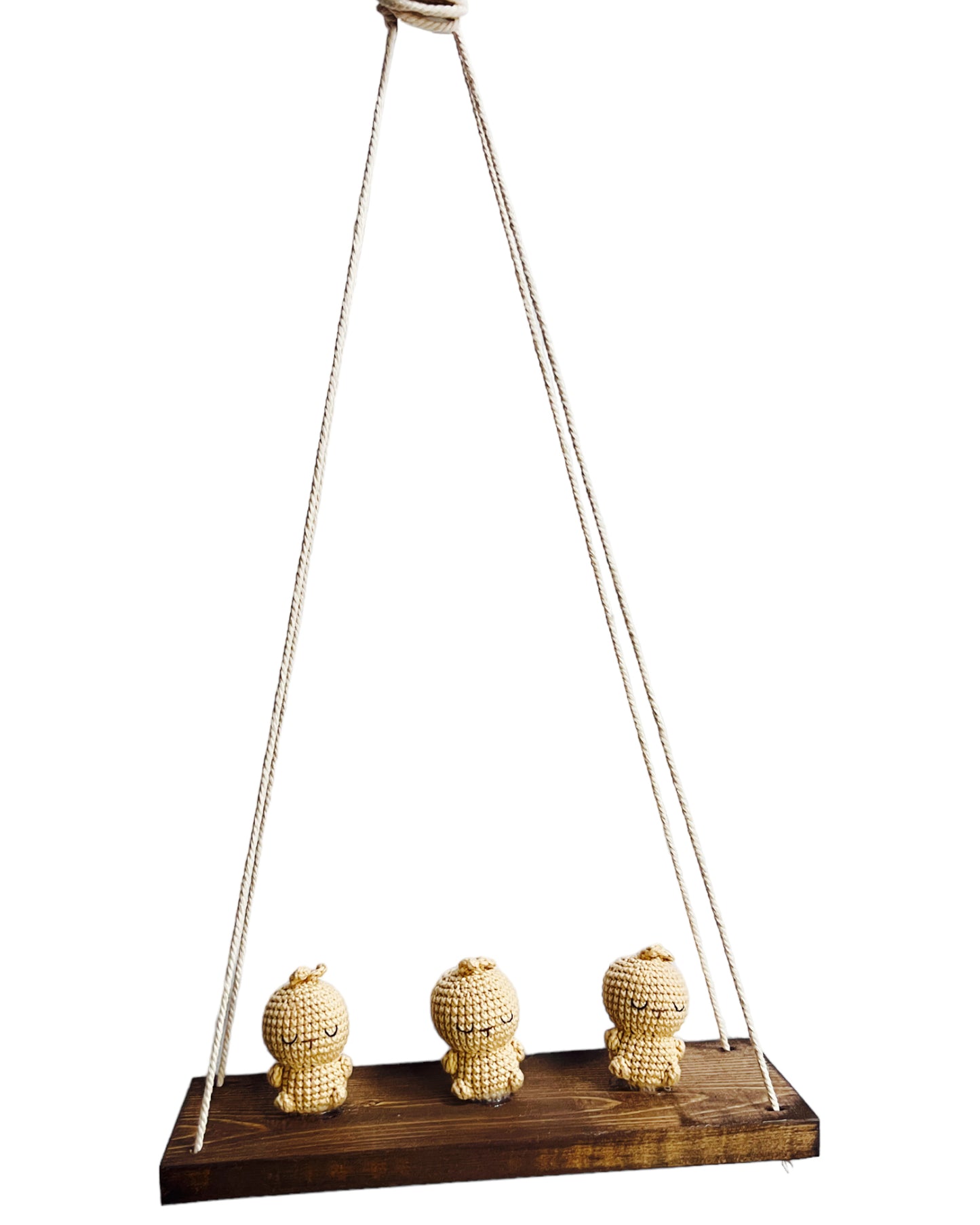 Bunnies on a swing  Hanging Wall Shelf