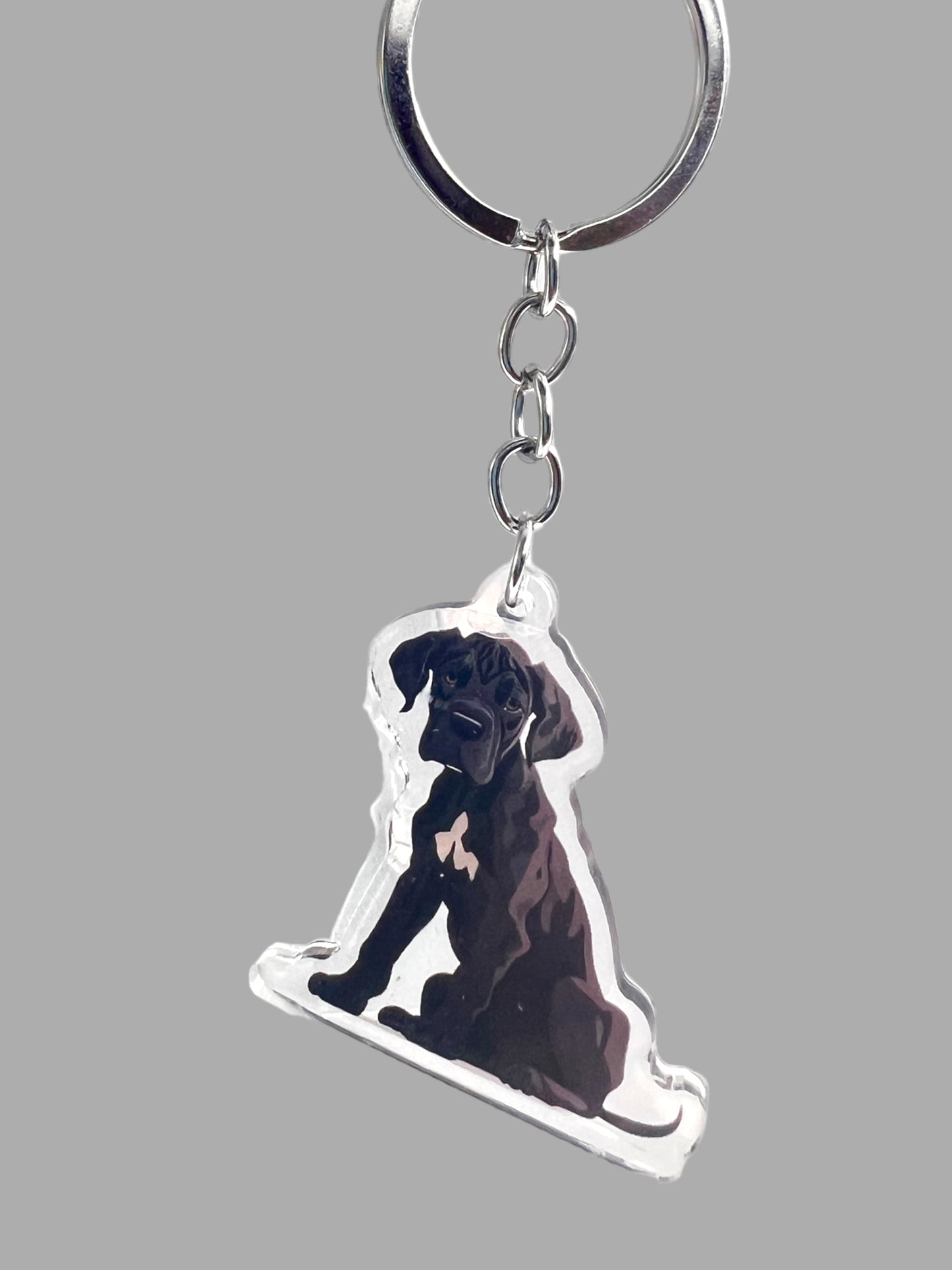 Great Dane Dog Acrylic keychain, Cute kawaii memorial ornament, pet portrait charm gift, backpack photo fob, dad car décor, dog mom gift