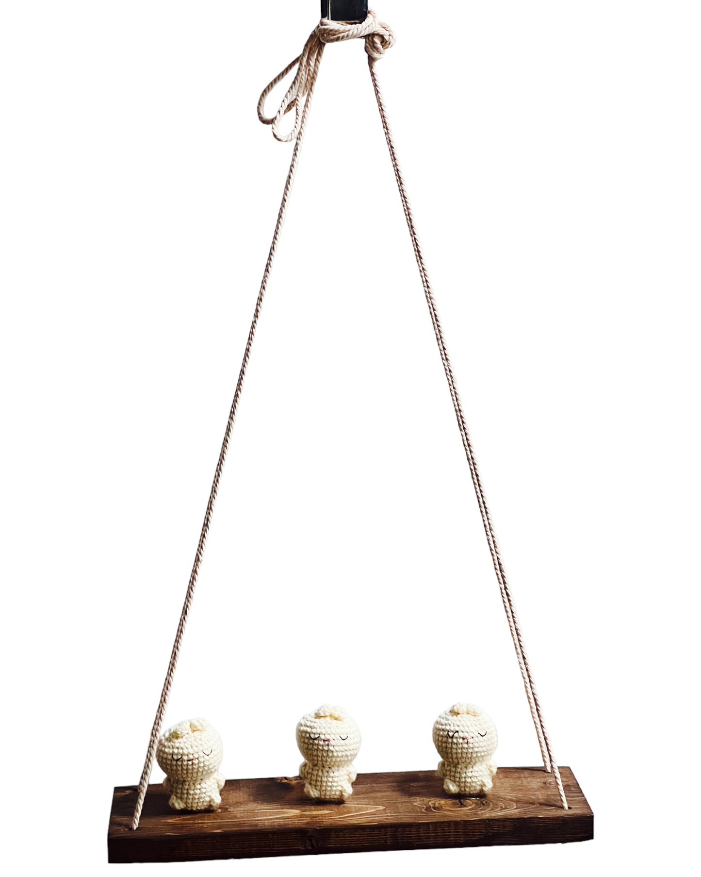 Bunnies on a swing  Hanging Wall Shelf