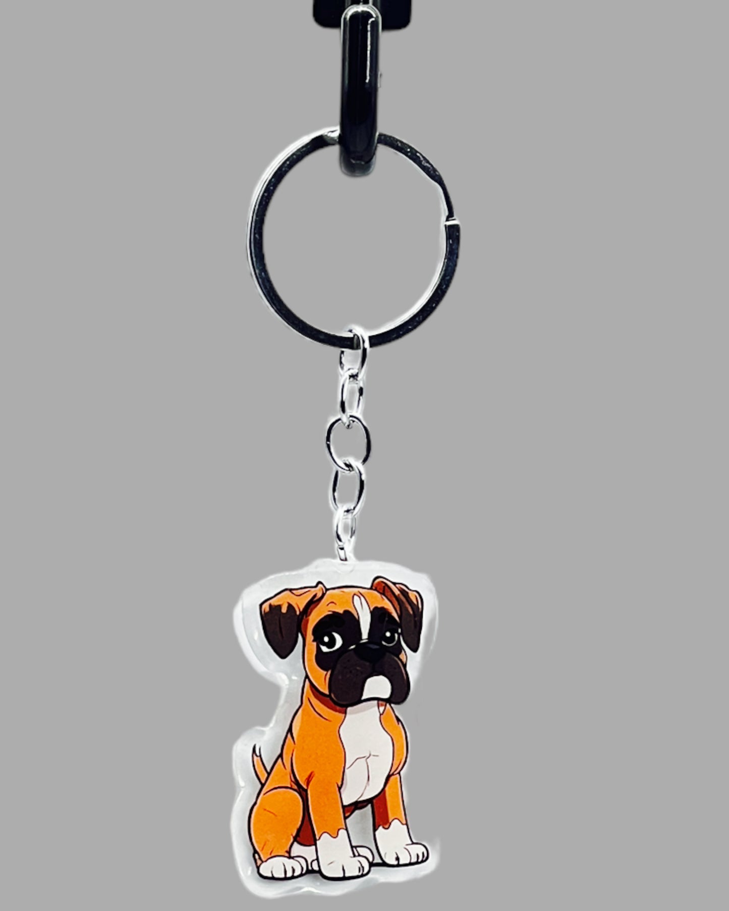 Boxer Dog Acrylic keychain, Cute kawaii memorial ornament, pet portrait charm gift  backpack fob, dad car décor, first day of school