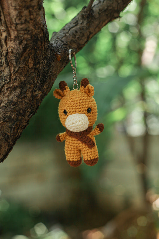 Giraffe Crochet Keychain Miniature amigurumi figurine for office desk decor, fidget sensory toy, unique gift for car dashboard . kawaii pocket  hug