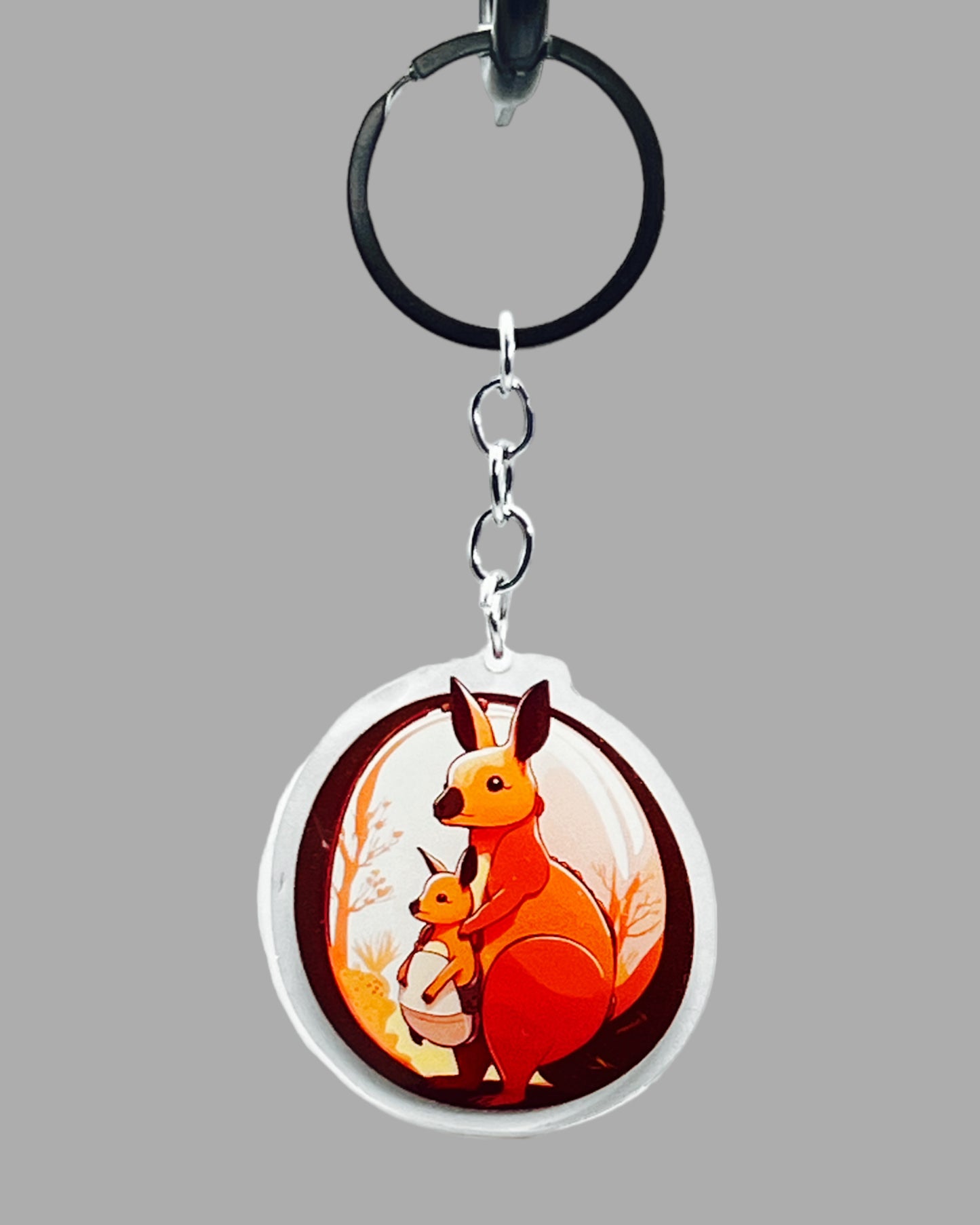 Kangaroo Acrylic keychain, wildlife Jellyfish Acrylic Keychain, Wildlife Cute kawaii memorial ornament, pet portrait charm gift  backpack fob, dad car décor, first day of school gift