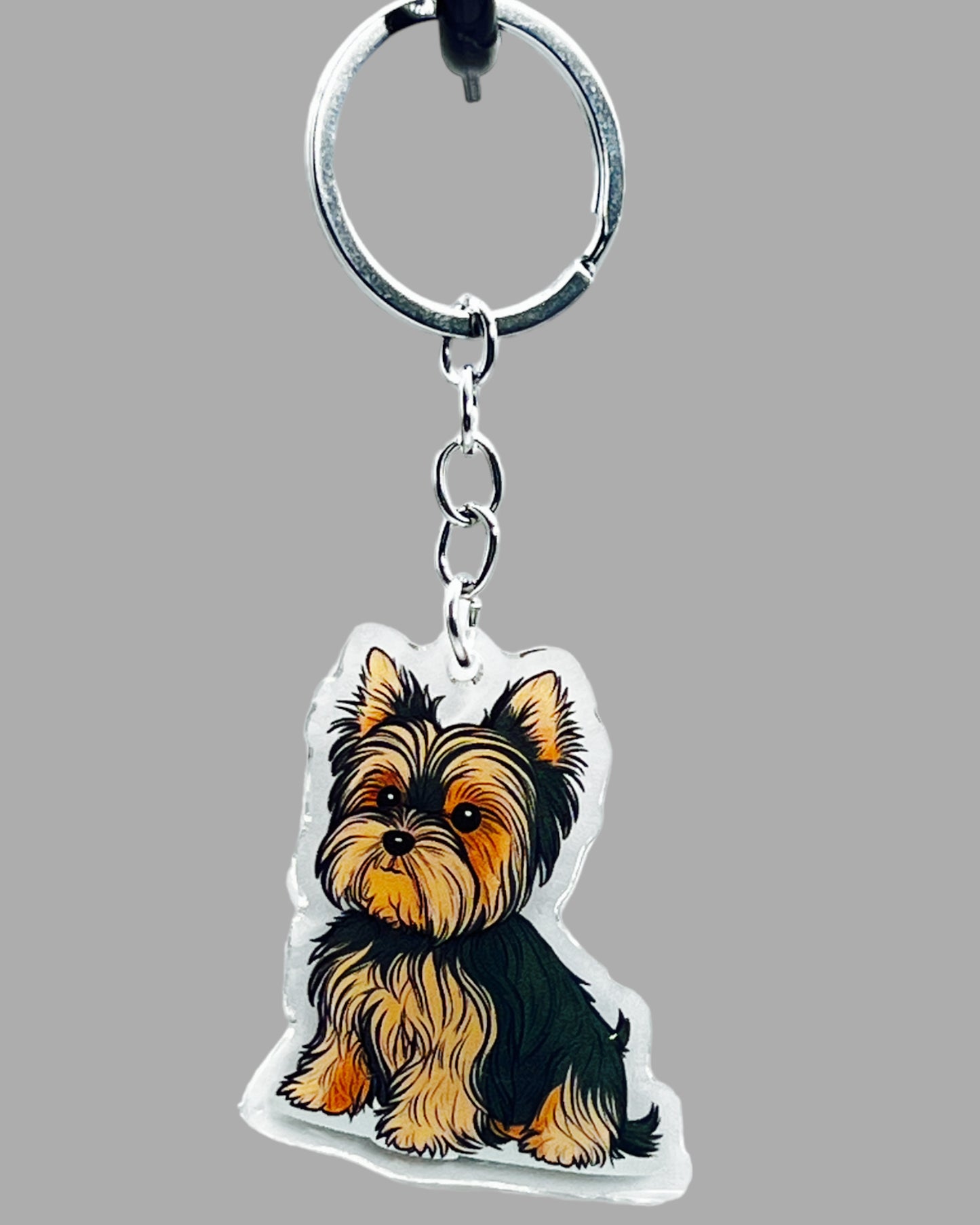 Yorkshire Terrier Dog Acrylic Keychain, Cute kawaii memorial ornament, pet portrait charm gift, backpack photo fob, dad car décor, dog mom gift