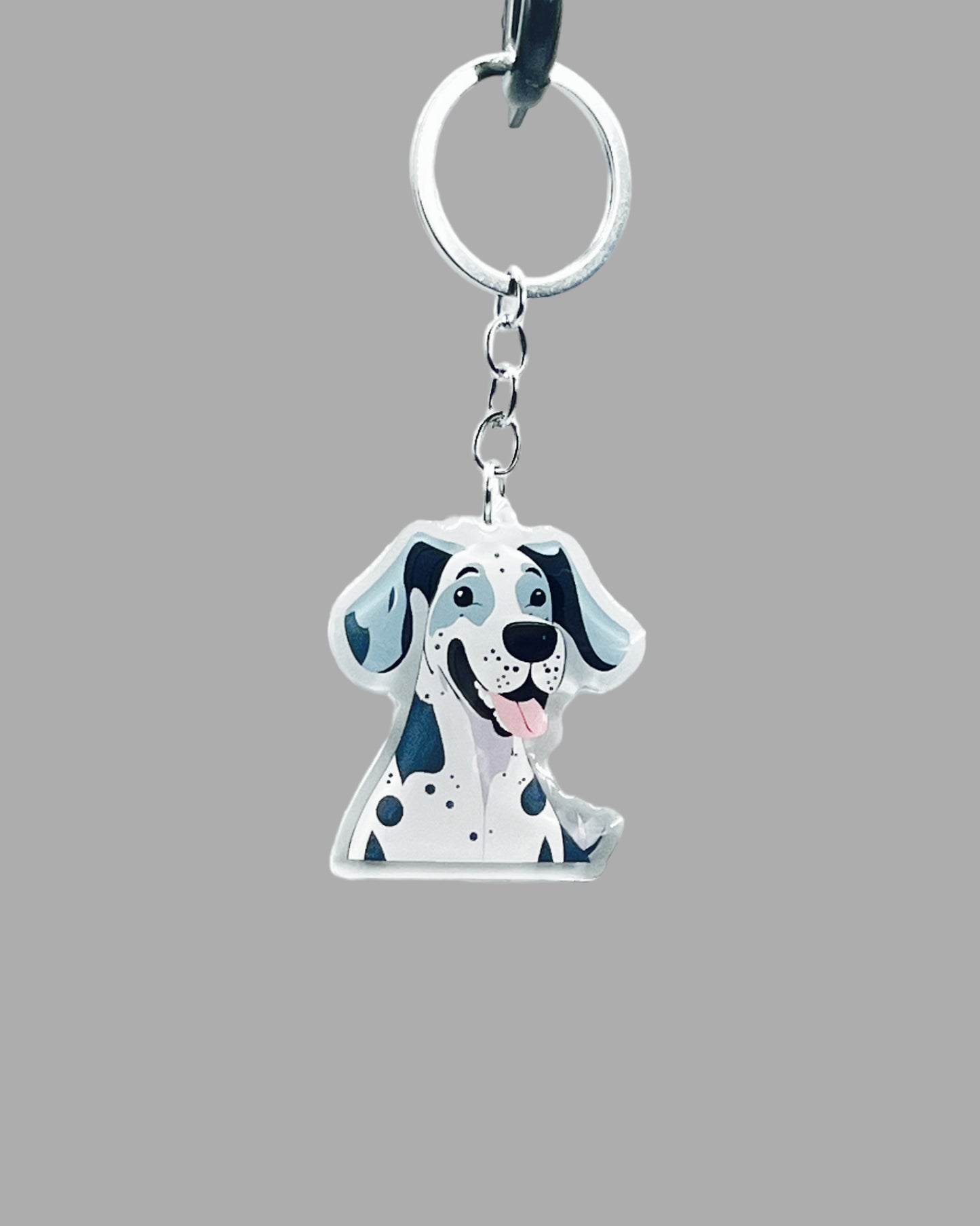 Great Dane Dog Acrylic keychain, Cute kawaii memorial ornament, pet portrait charm gift, backpack photo fob, dad car décor, dog mom gift