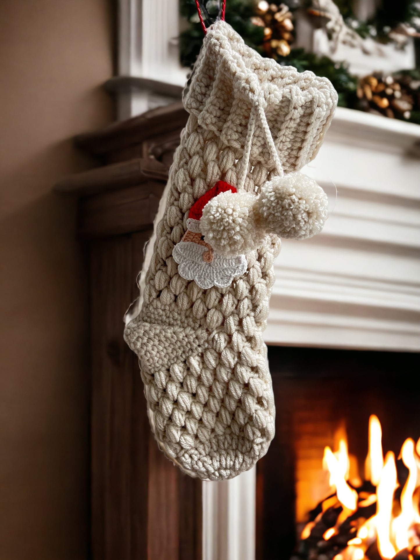 Beige Santa Christmas Stocking