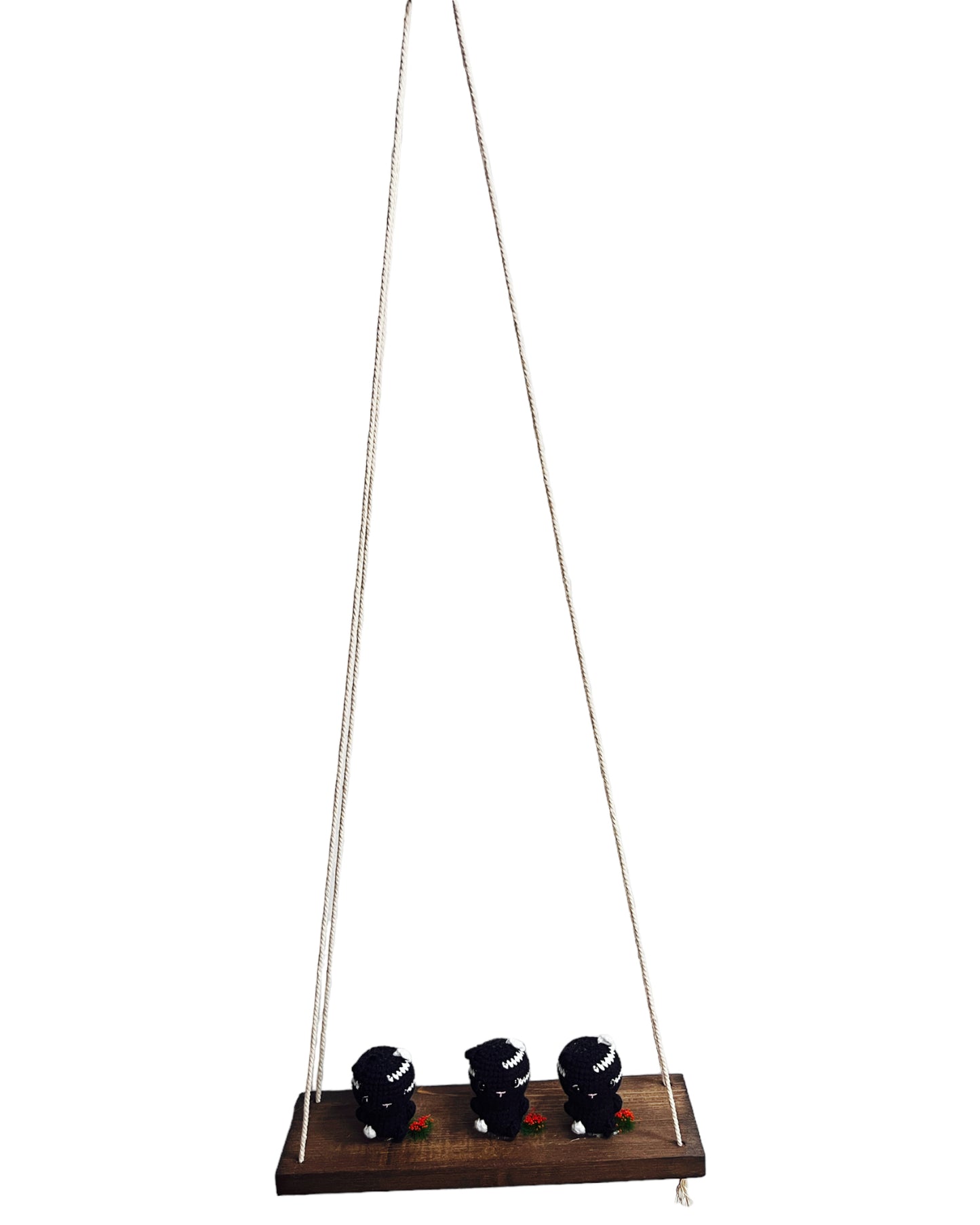 Black cats on a swing  Hanging Wall Shelf