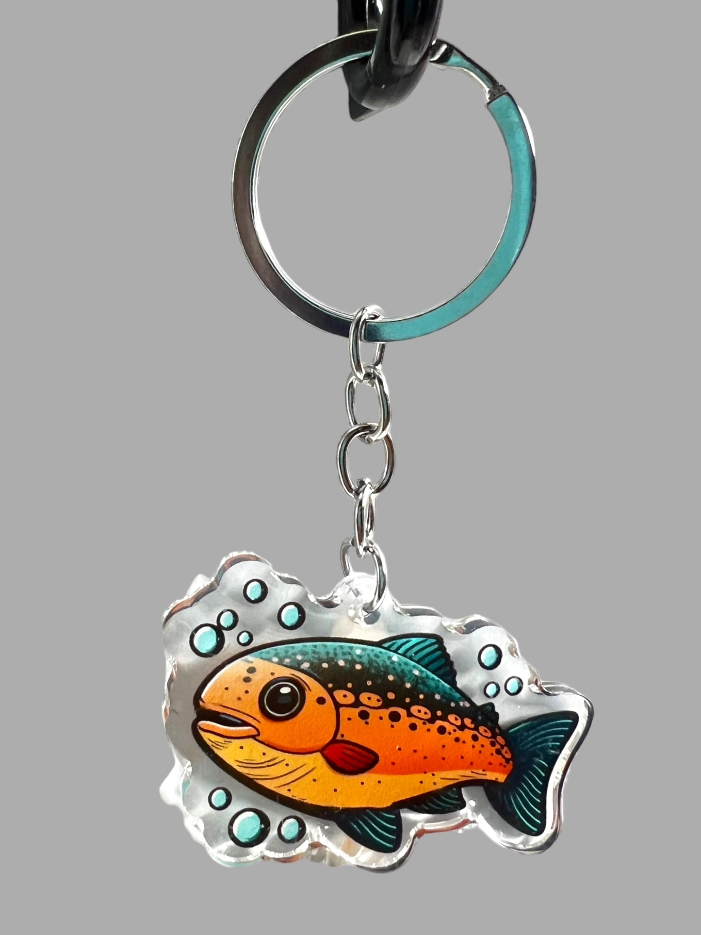 Salmon Acrylic Keychain, Wildlife Cute kawaii memorial ornament, pet portrait charm, backpack fob, dad car décor, stocking stuffer, birthday gift