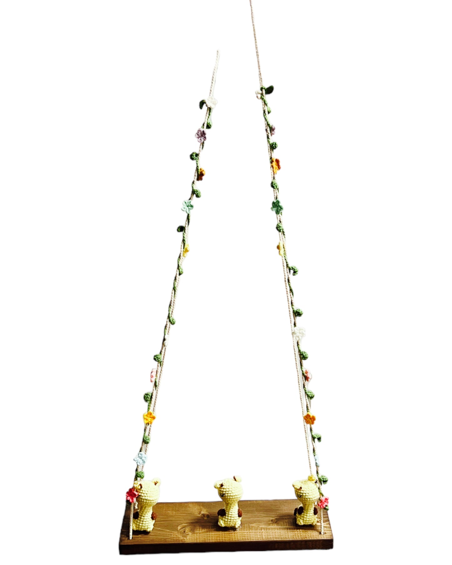 Giraffes on a swing  Hanging Wall Shelf