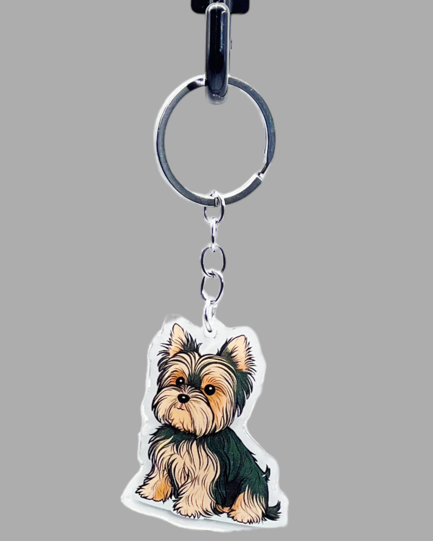 Yorkshire Terrier Dog Acrylic Keychain, Cute kawaii memorial ornament, pet portrait charm gift, backpack photo fob, dad car décor, dog mom gift